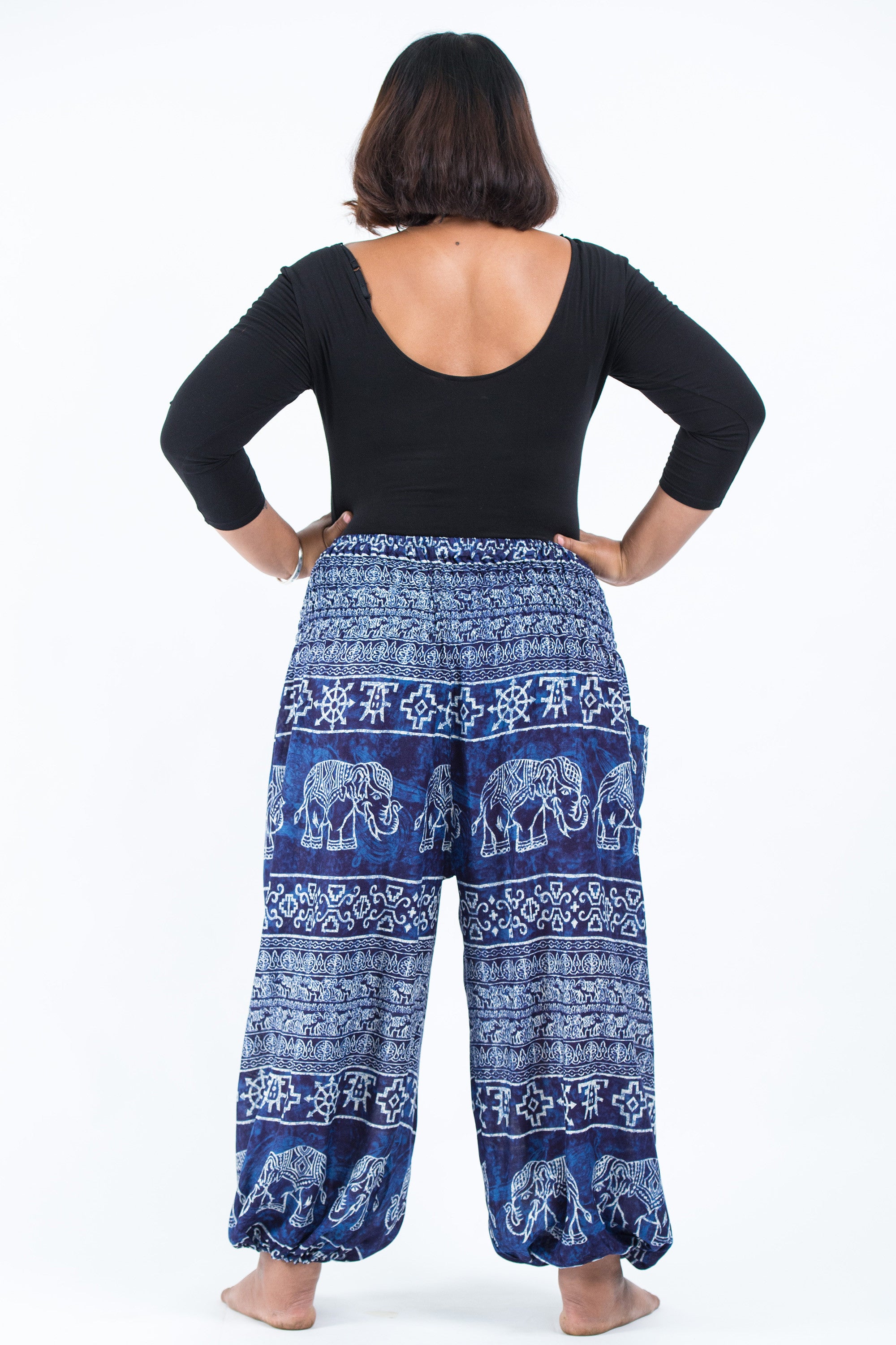 Plus Size Marble Elephant Women's Elephant Pants in Blue