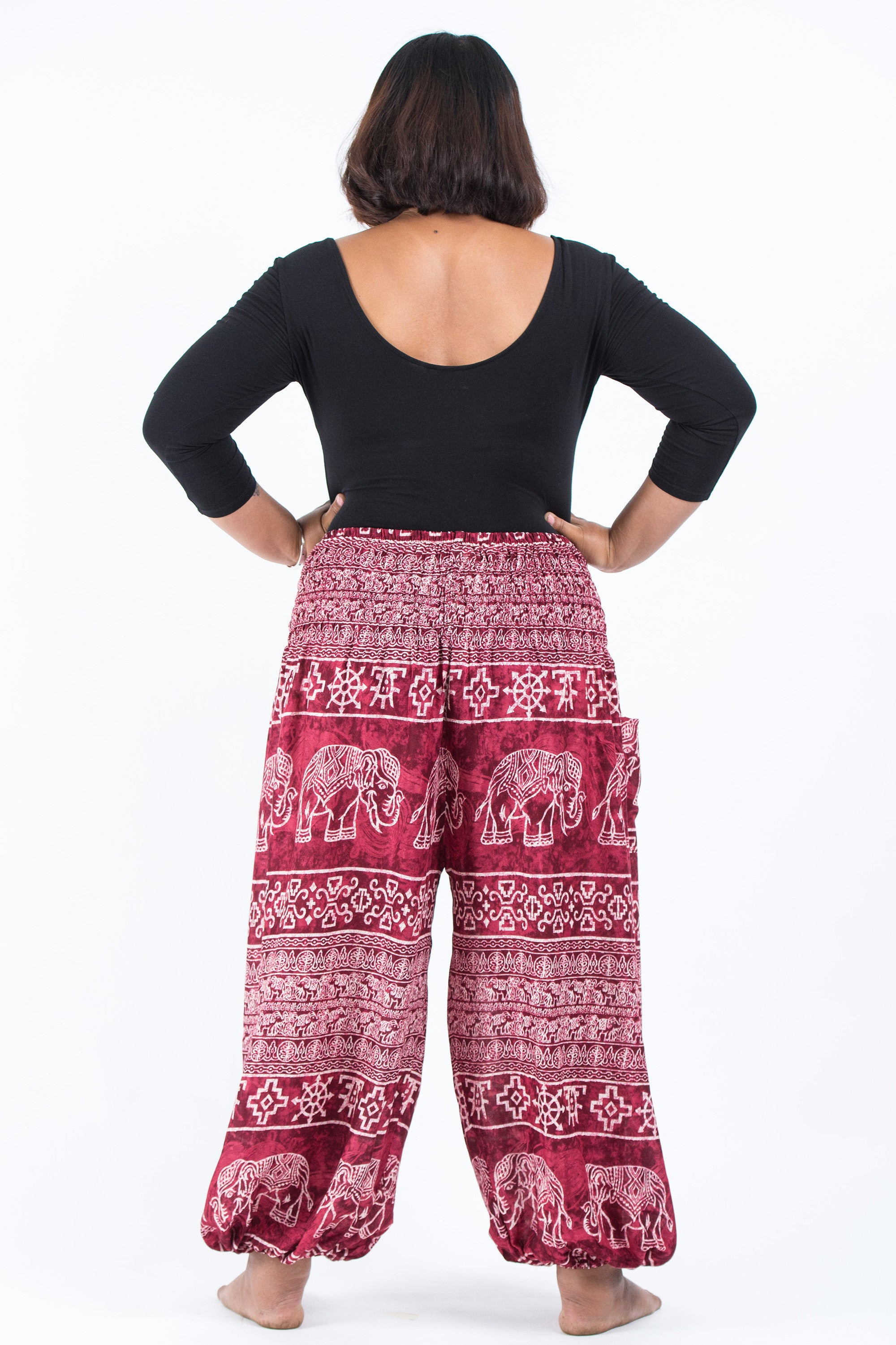 Plus Size Marble Elephant Women's Elephant Pants in Red