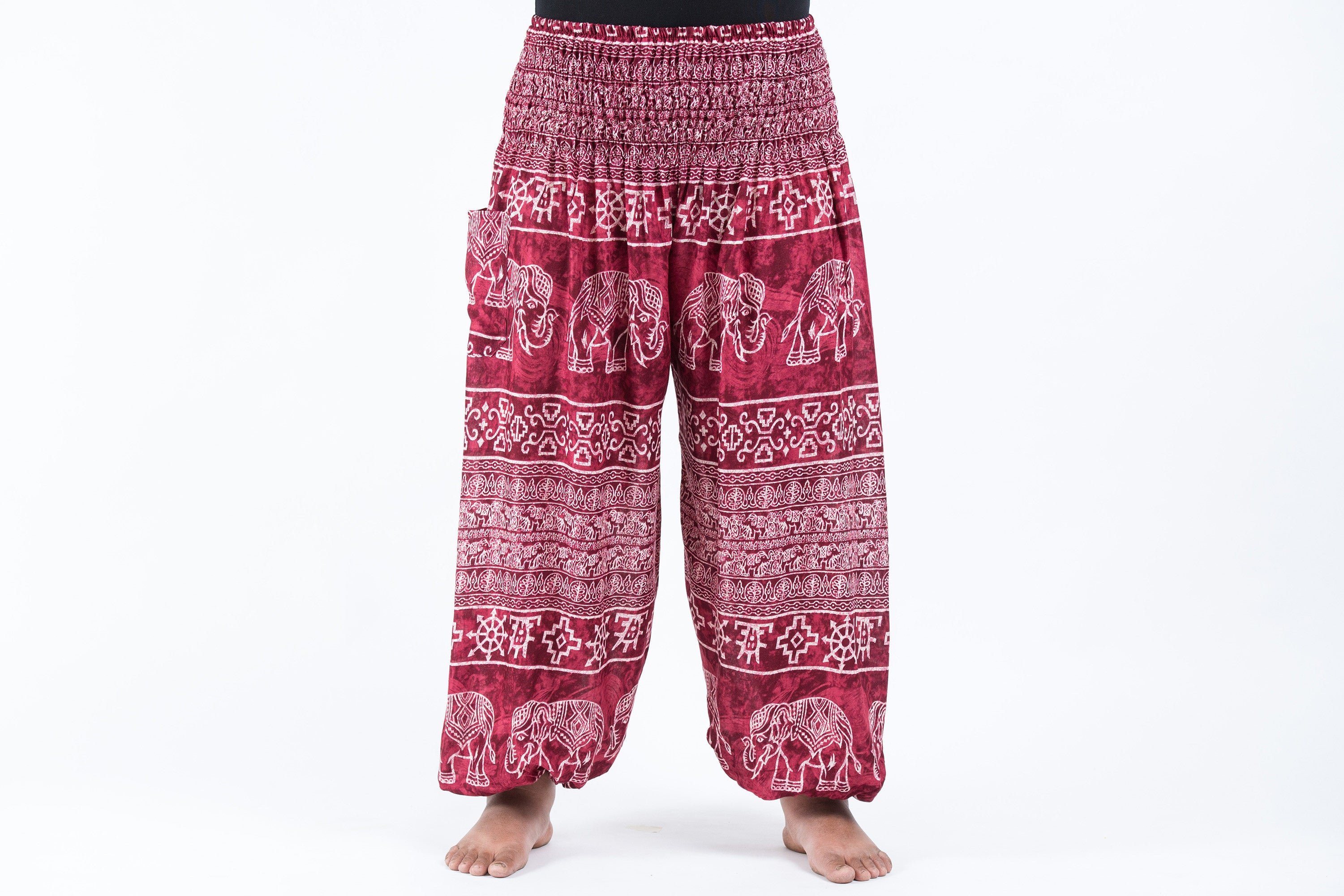 Plus Size Marble Elephant Women's Elephant Pants in Red