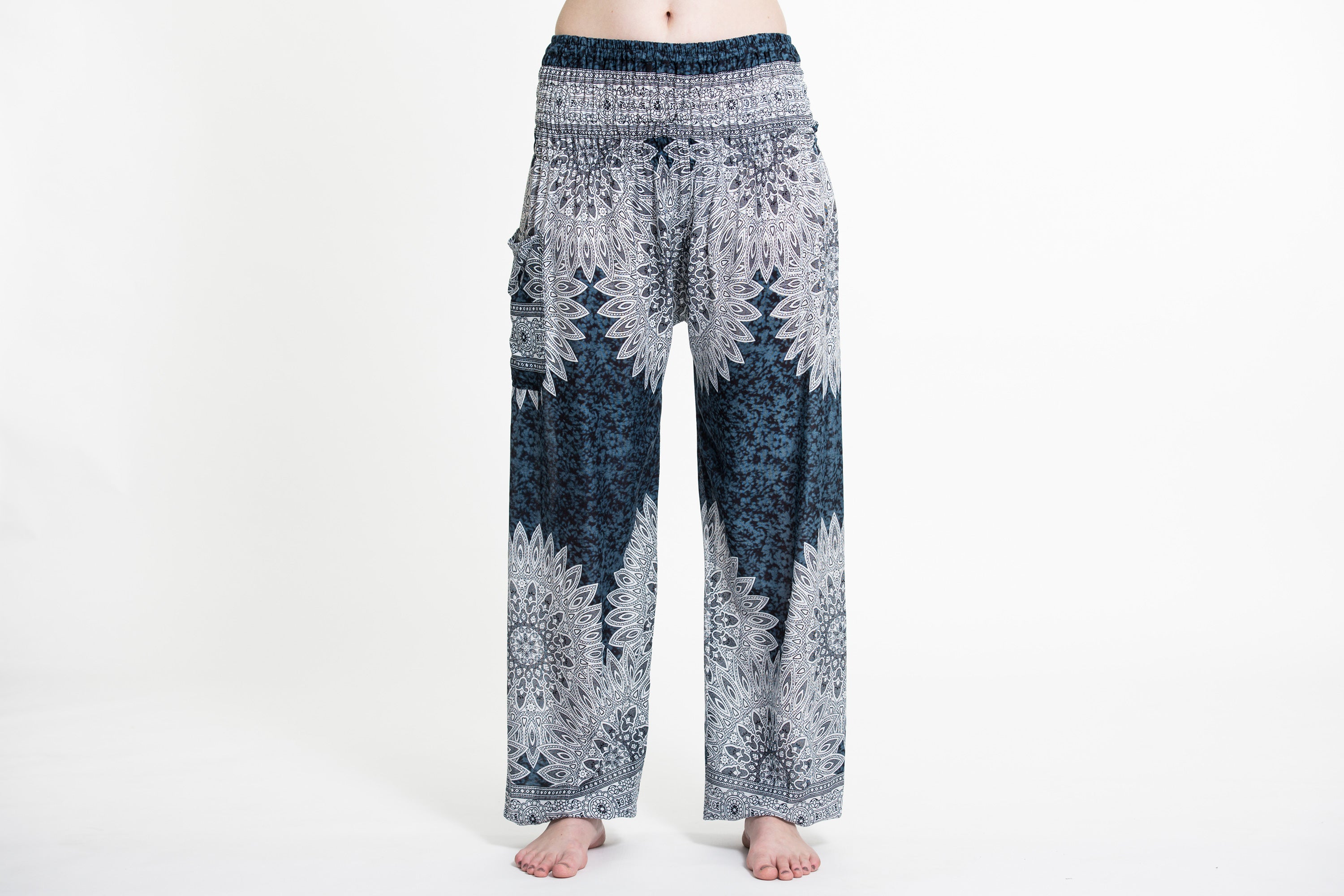 Marble Mandalas Women's Harem Pants in Indigo