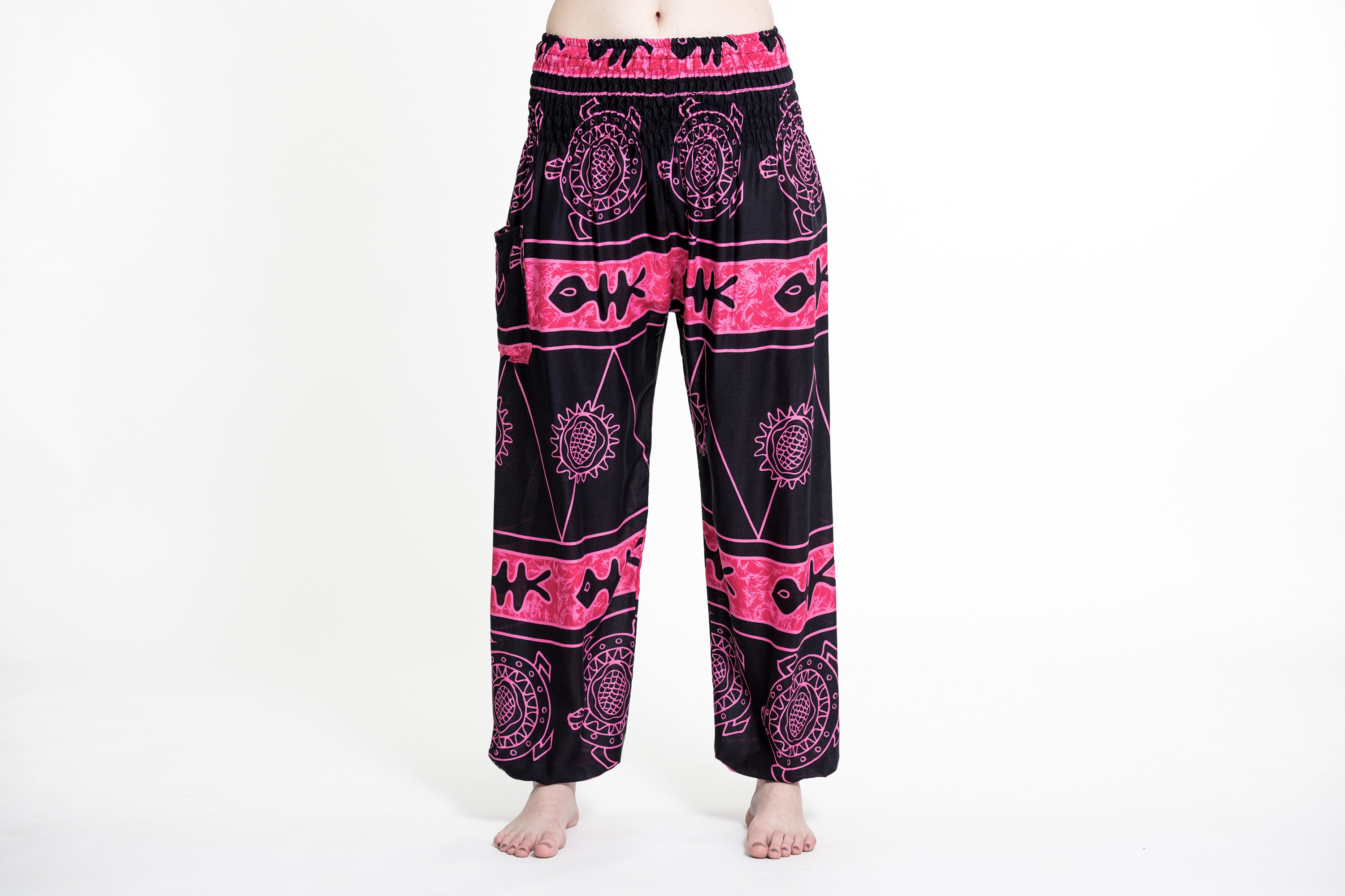 Turtle Print Women's Harem Pants in Pink