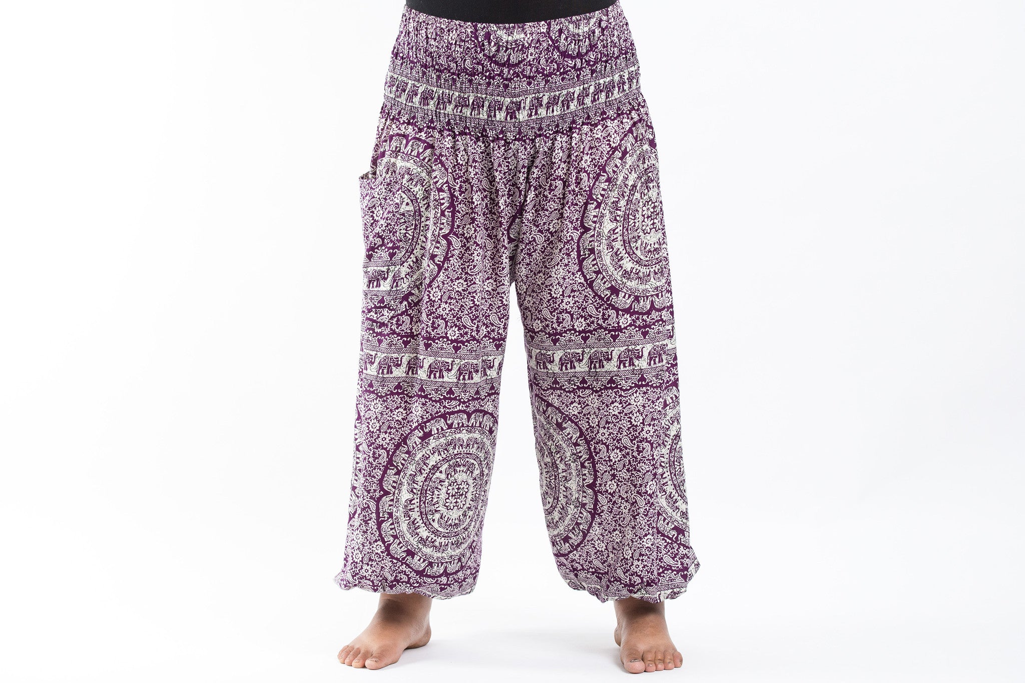 Plus Size Paisley Elephant Women's Elephant Pants in Purple