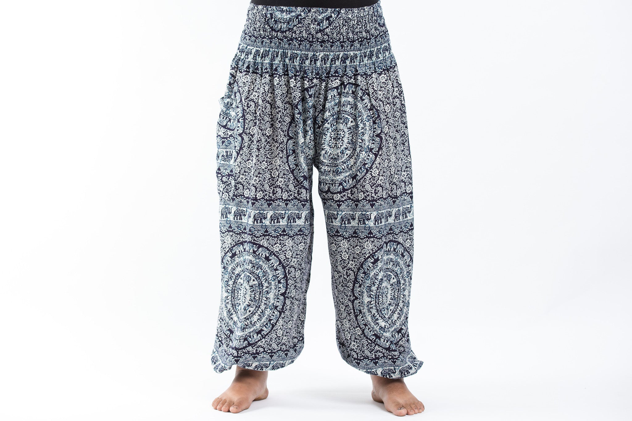Plus Size Paisley Elephant Women's Elephant Pants in Blue