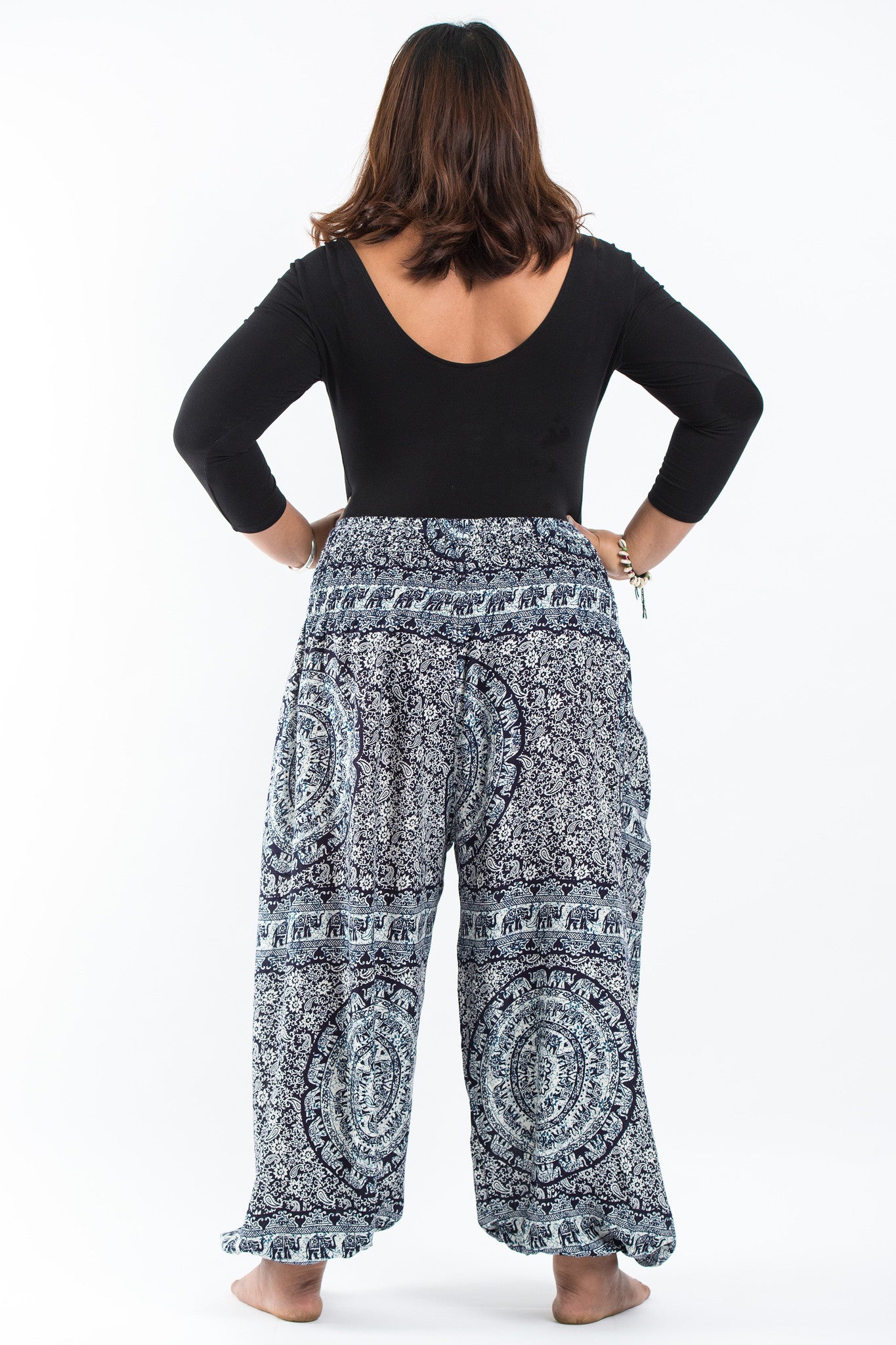 Plus Size Paisley Elephant Women's Elephant Pants in Blue