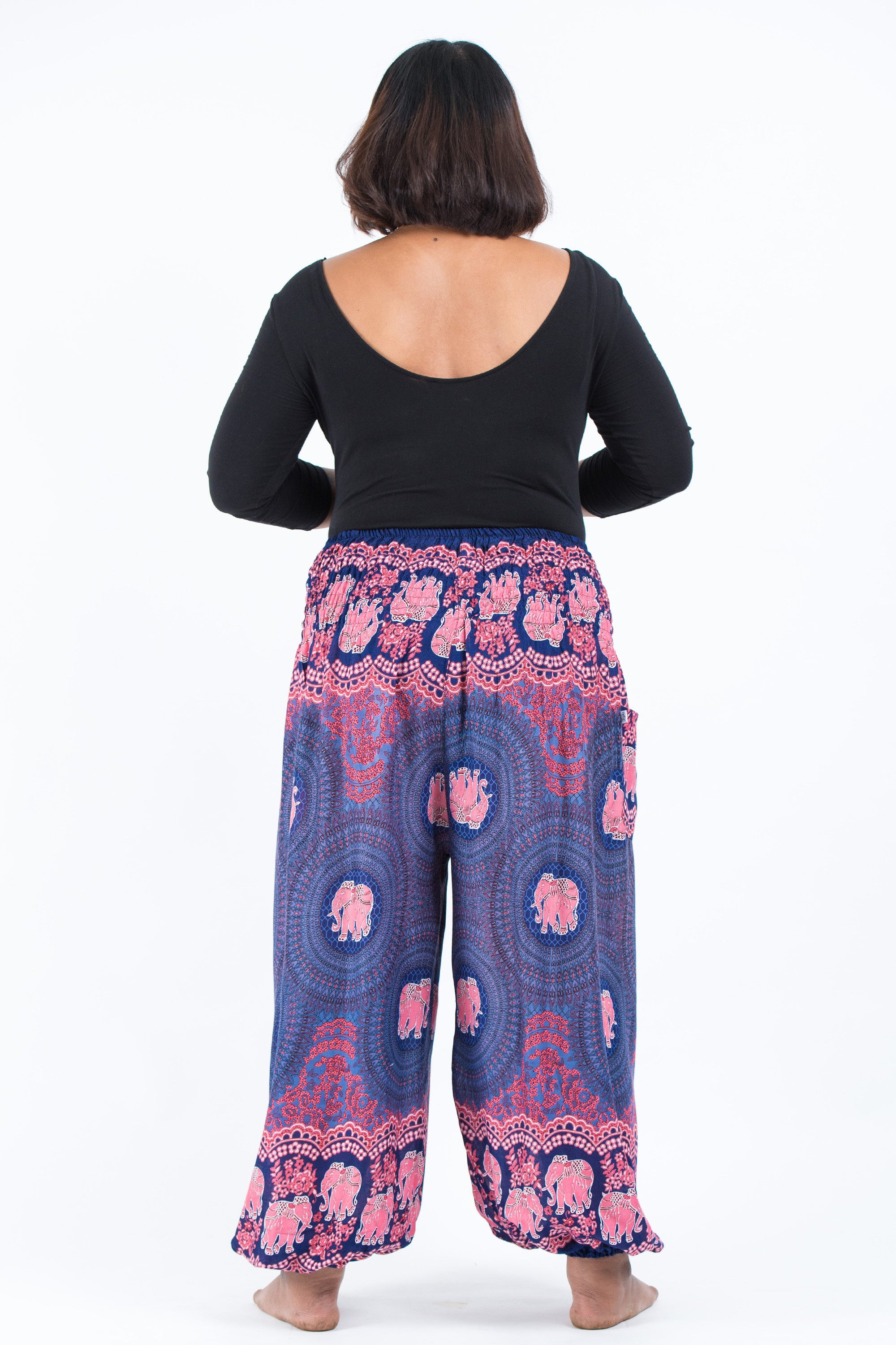 Plus Size Mandala Elephant Women's Elephant Pants in Blue