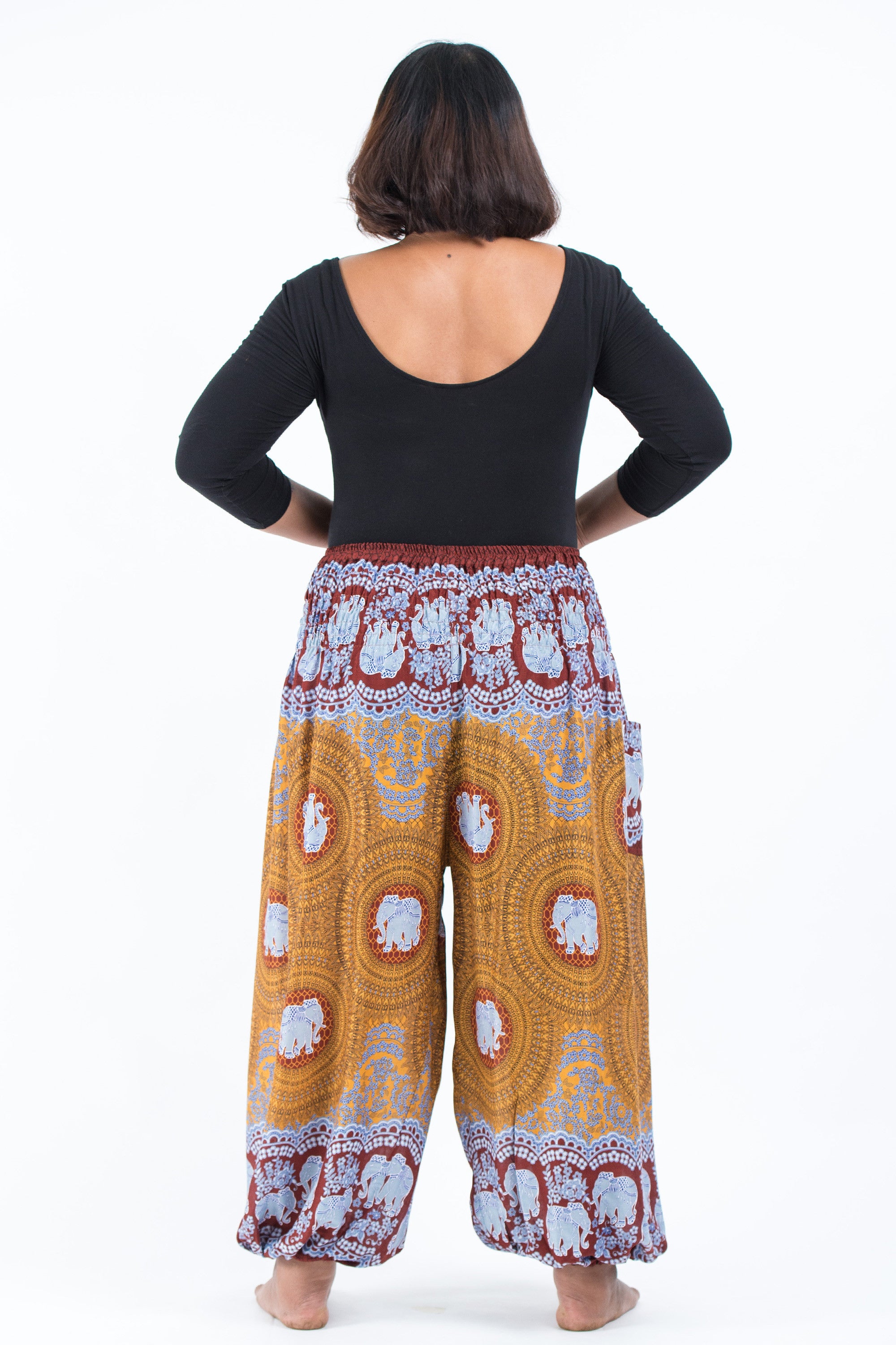 Plus Size Mandala Elephant Women's Elephant Pants in Bronze