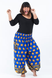 Plus Size Golden Elephant Women's Elephant Pants in Blue