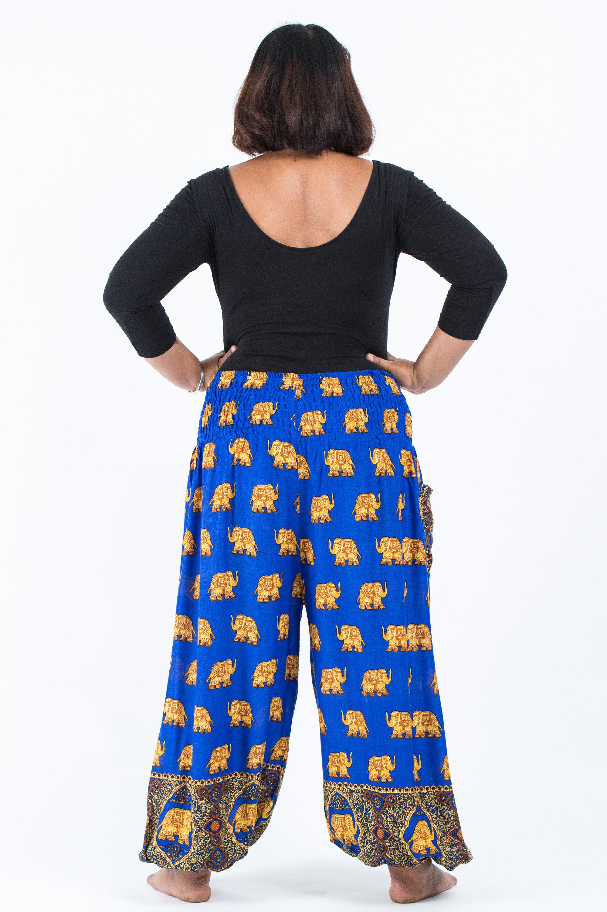 Plus Size Golden Elephant Women's Elephant Pants in Blue