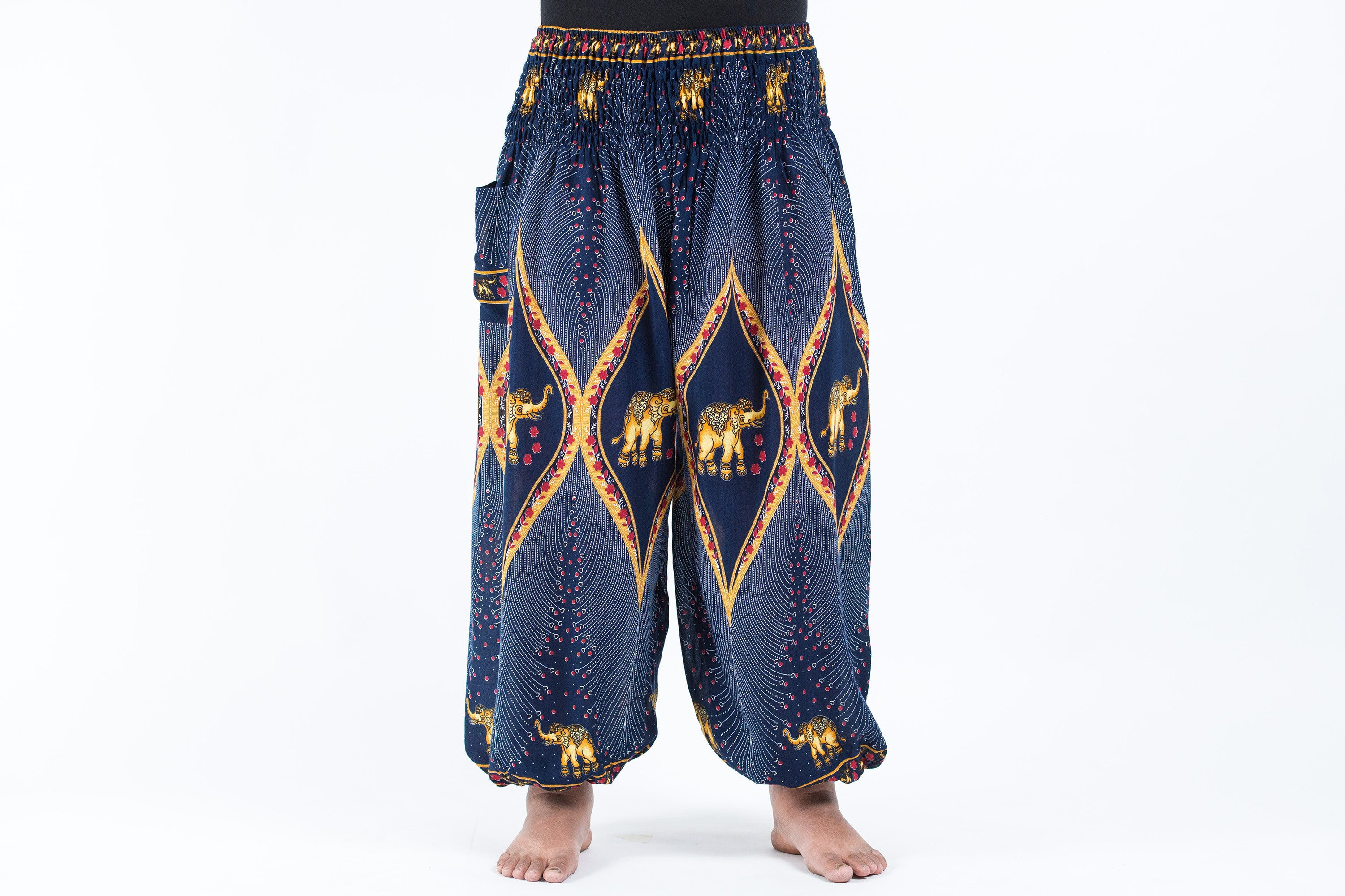Plus Size Peacock Elephant Women's Elephant Pants in Blue