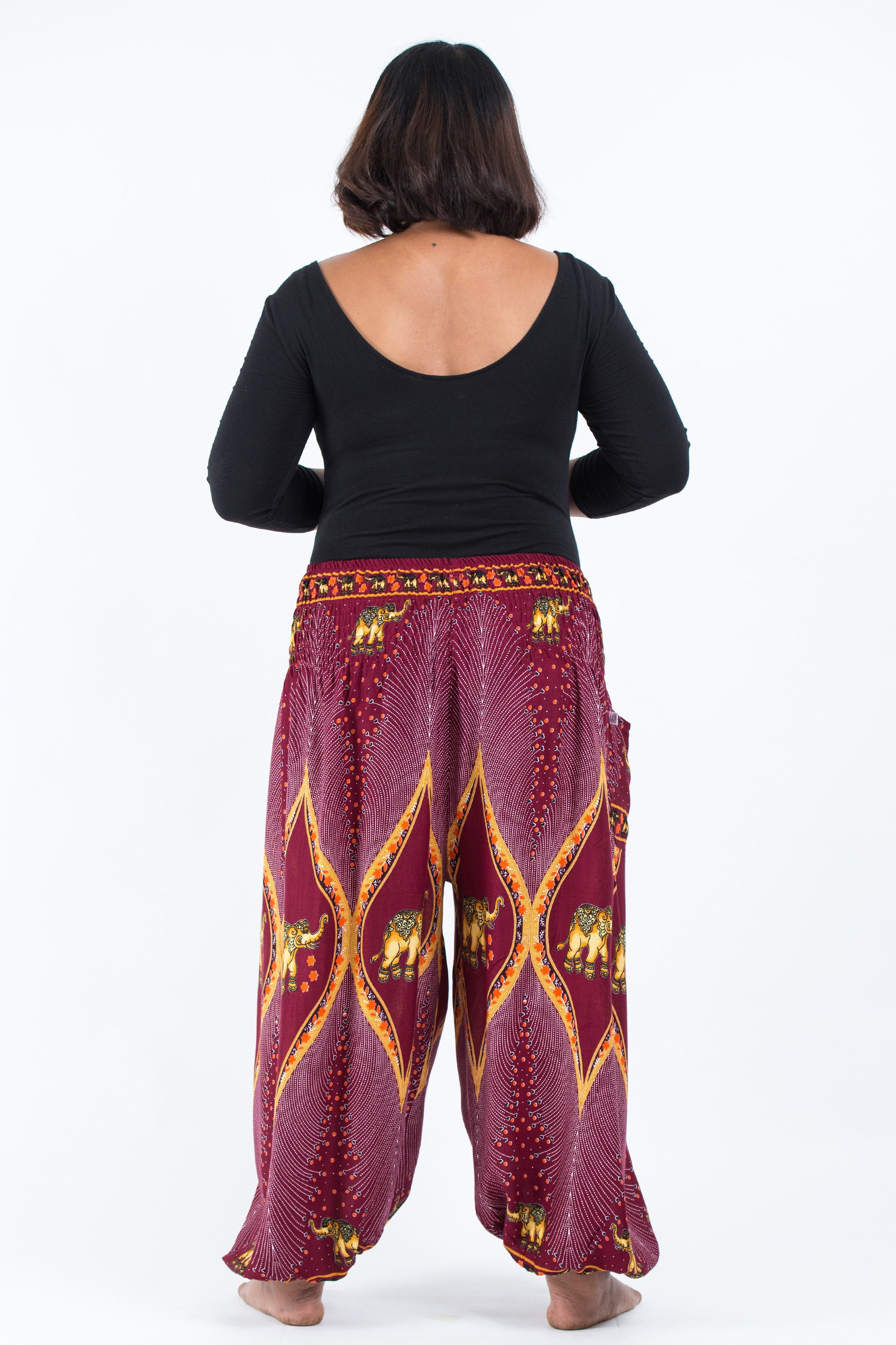 Plus Size Peacock Elephant Women's Elephant Pants in Red