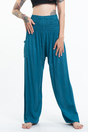 Solid Color Women's Tall Harem Pants in Aqua Blue