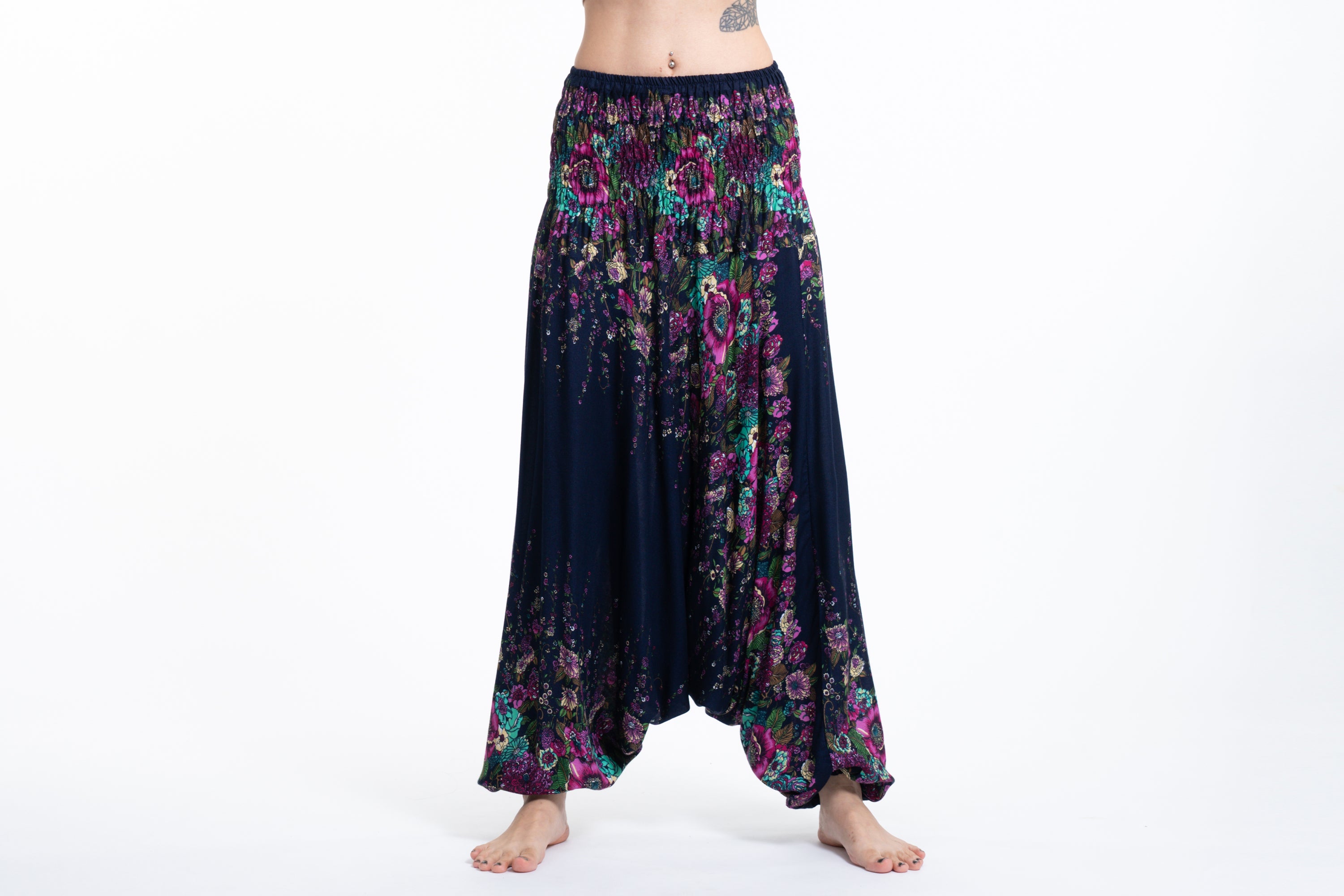 Floral 2-in-1 Jumpsuit Harem Pants in Blue