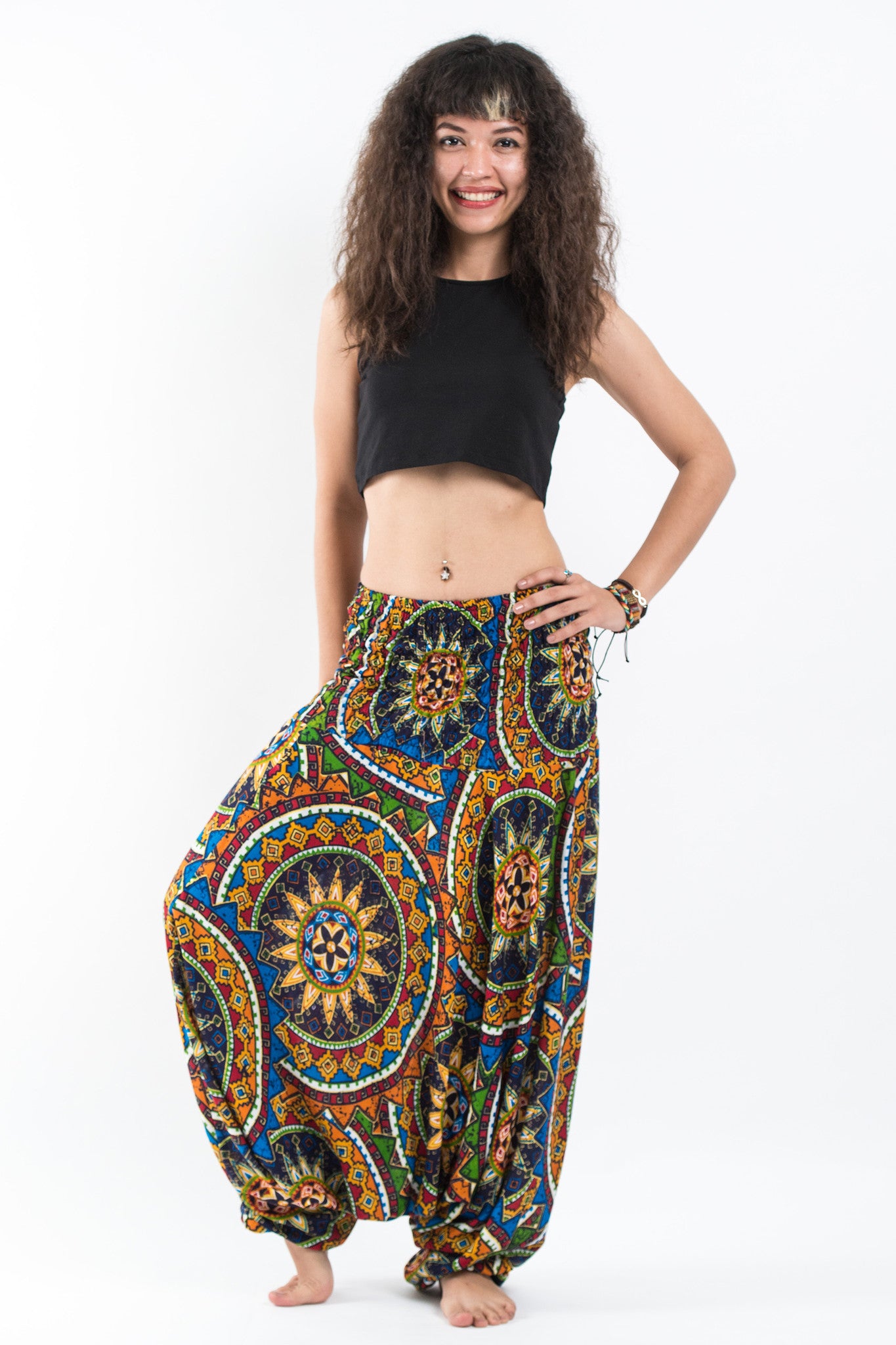 Star Mandalas 2-in-1 Jumpsuit Harem Pants in Blue