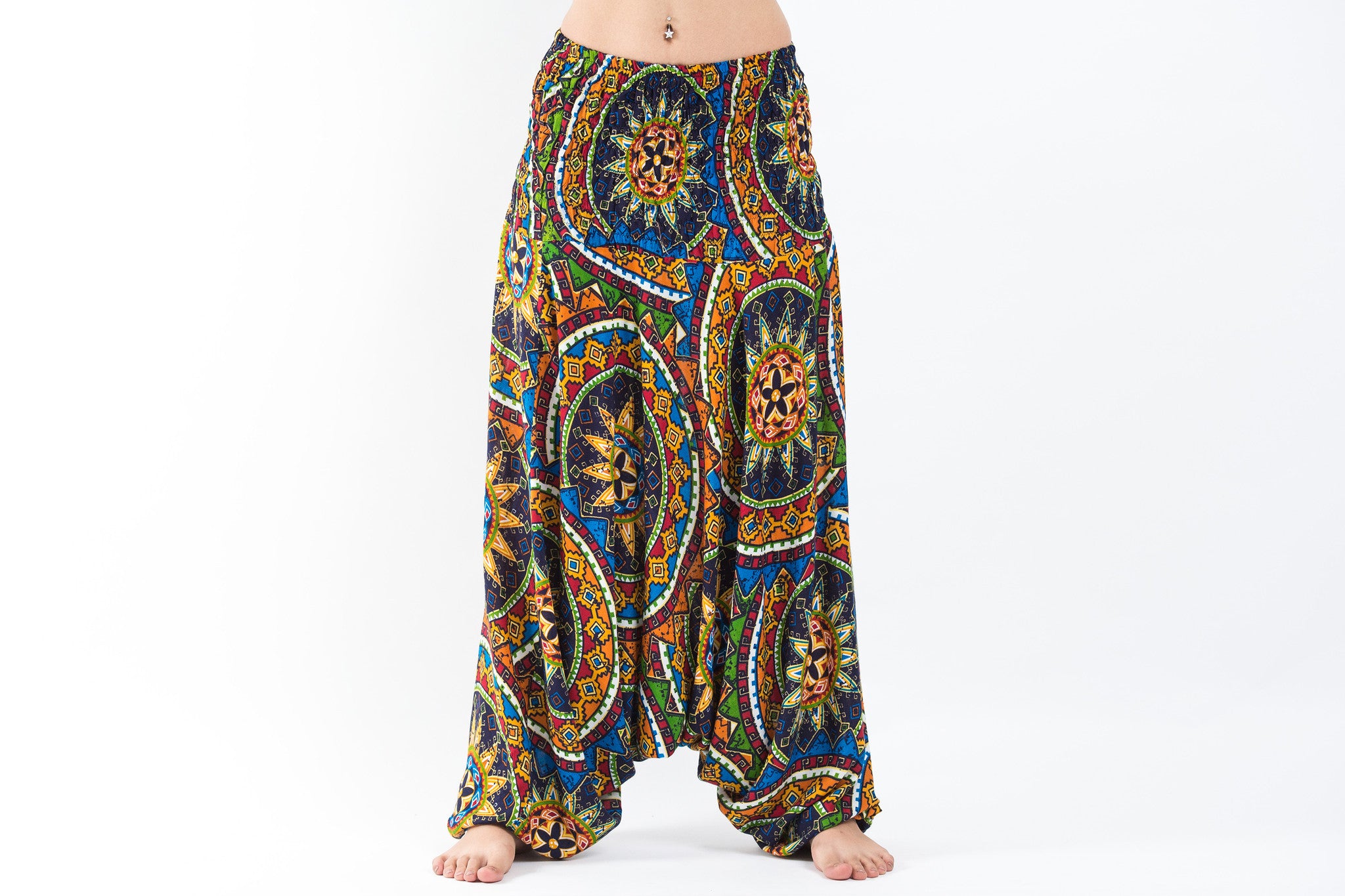 Star Mandalas 2-in-1 Jumpsuit Harem Pants in Blue