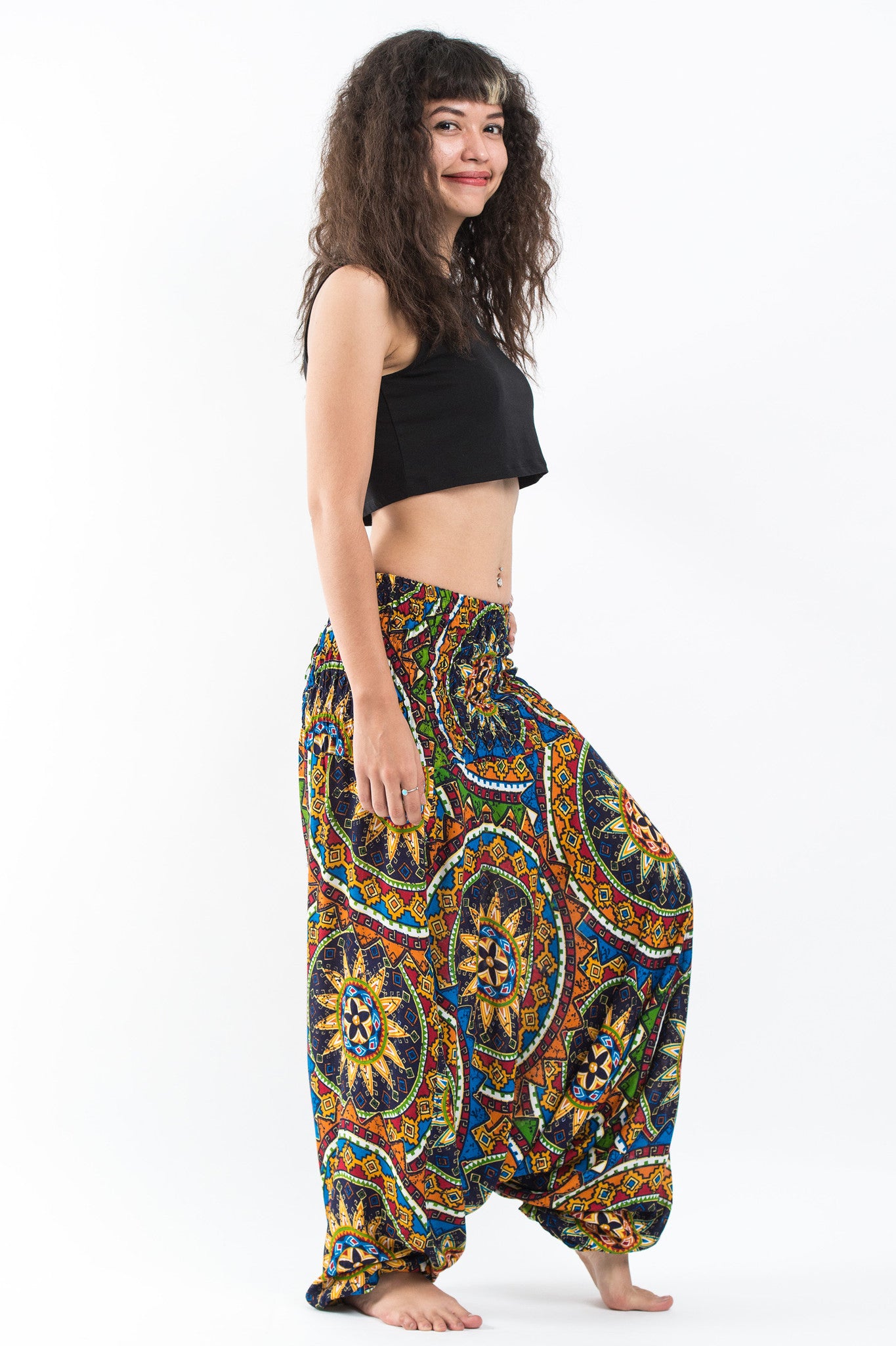 Star Mandalas 2-in-1 Jumpsuit Harem Pants in Blue