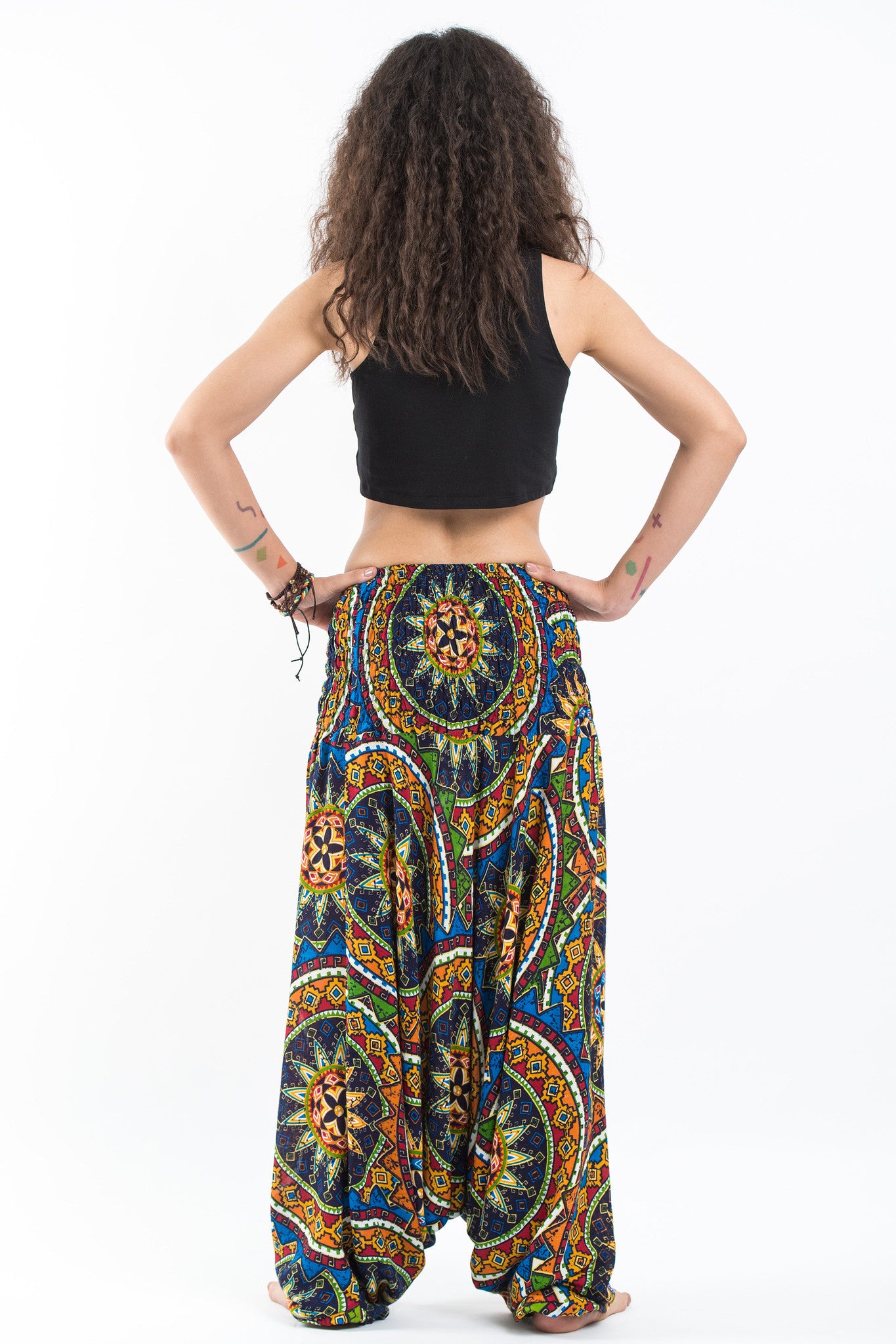 Star Mandalas 2-in-1 Jumpsuit Harem Pants in Blue