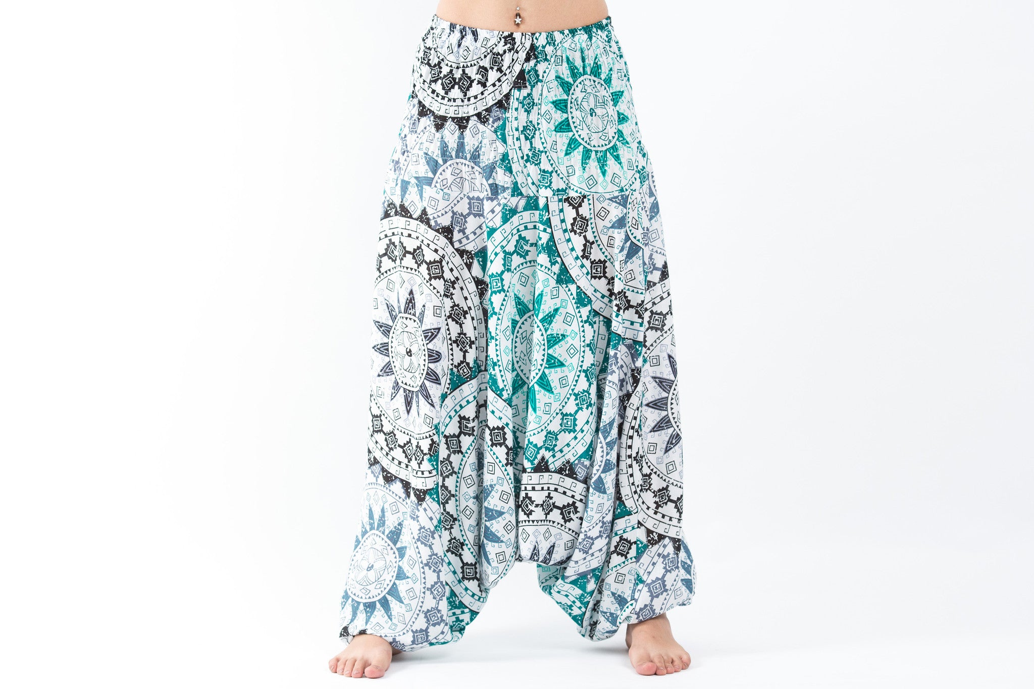 Star Mandalas 2-in-1 Jumpsuit Harem Pants in Green