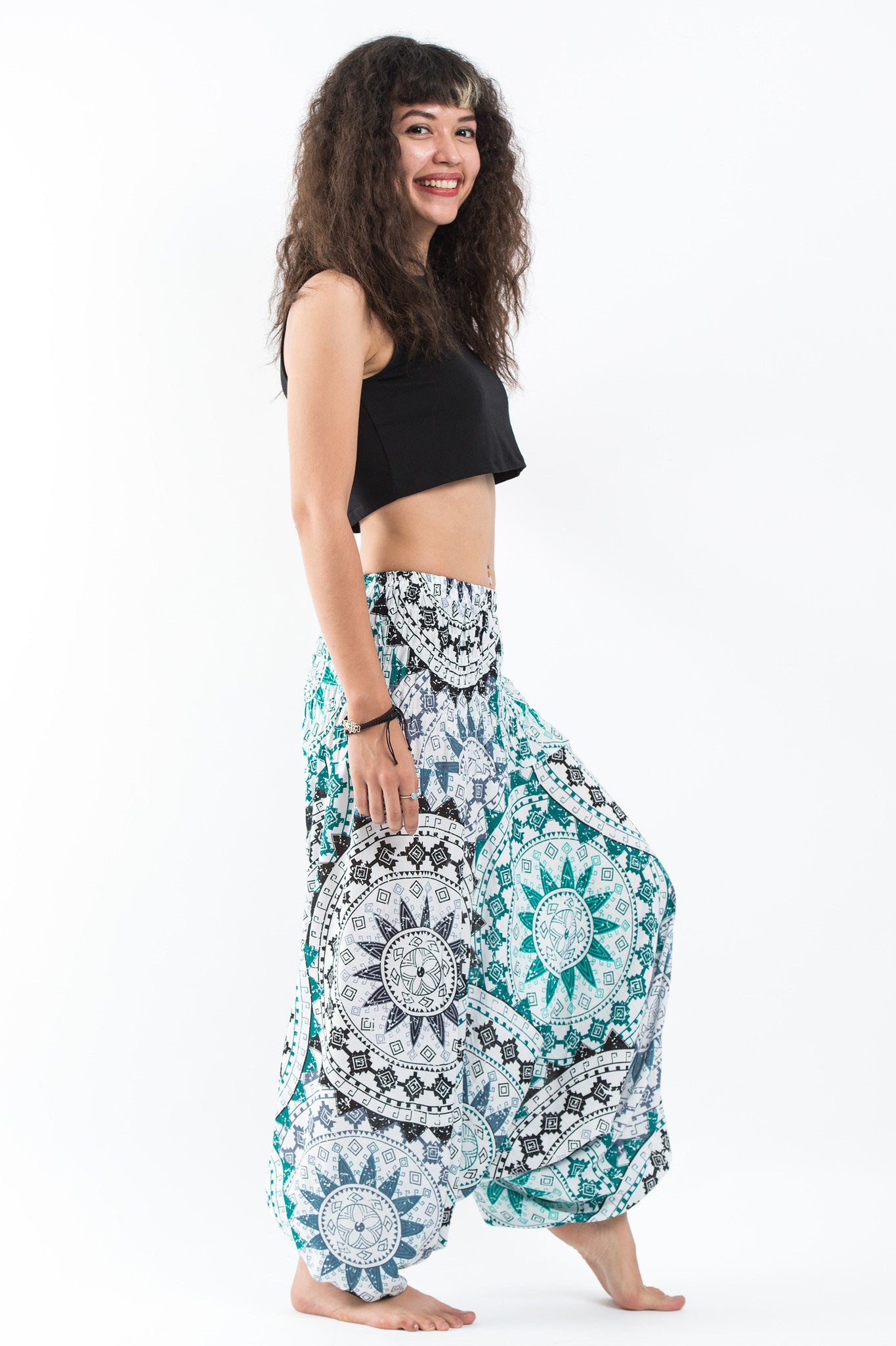 Star Mandalas 2-in-1 Jumpsuit Harem Pants in Green