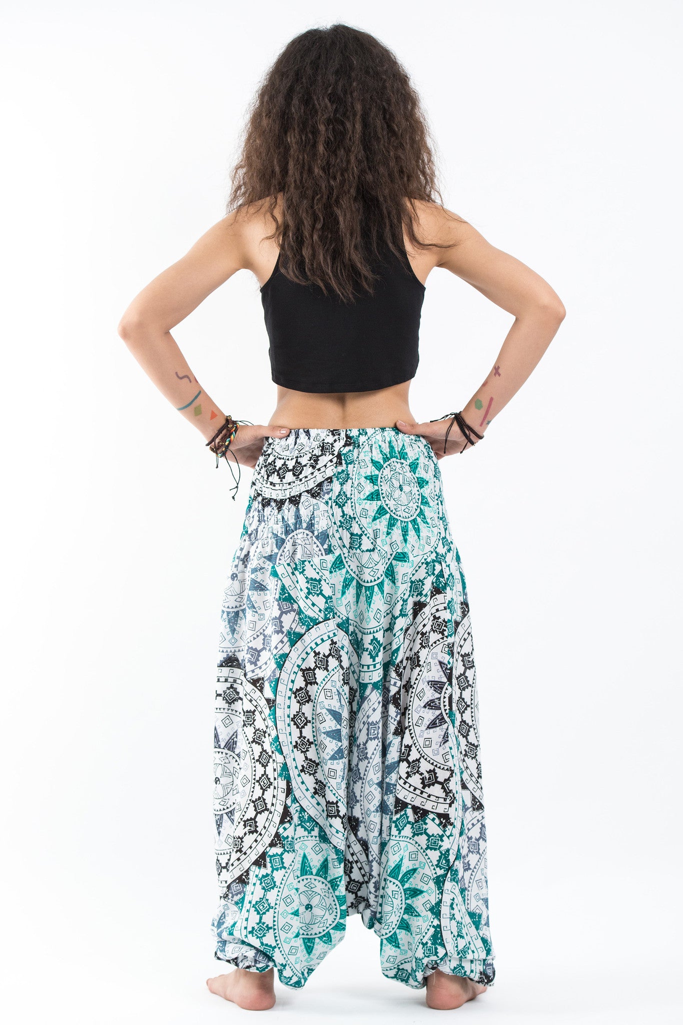 Star Mandalas 2-in-1 Jumpsuit Harem Pants in Green