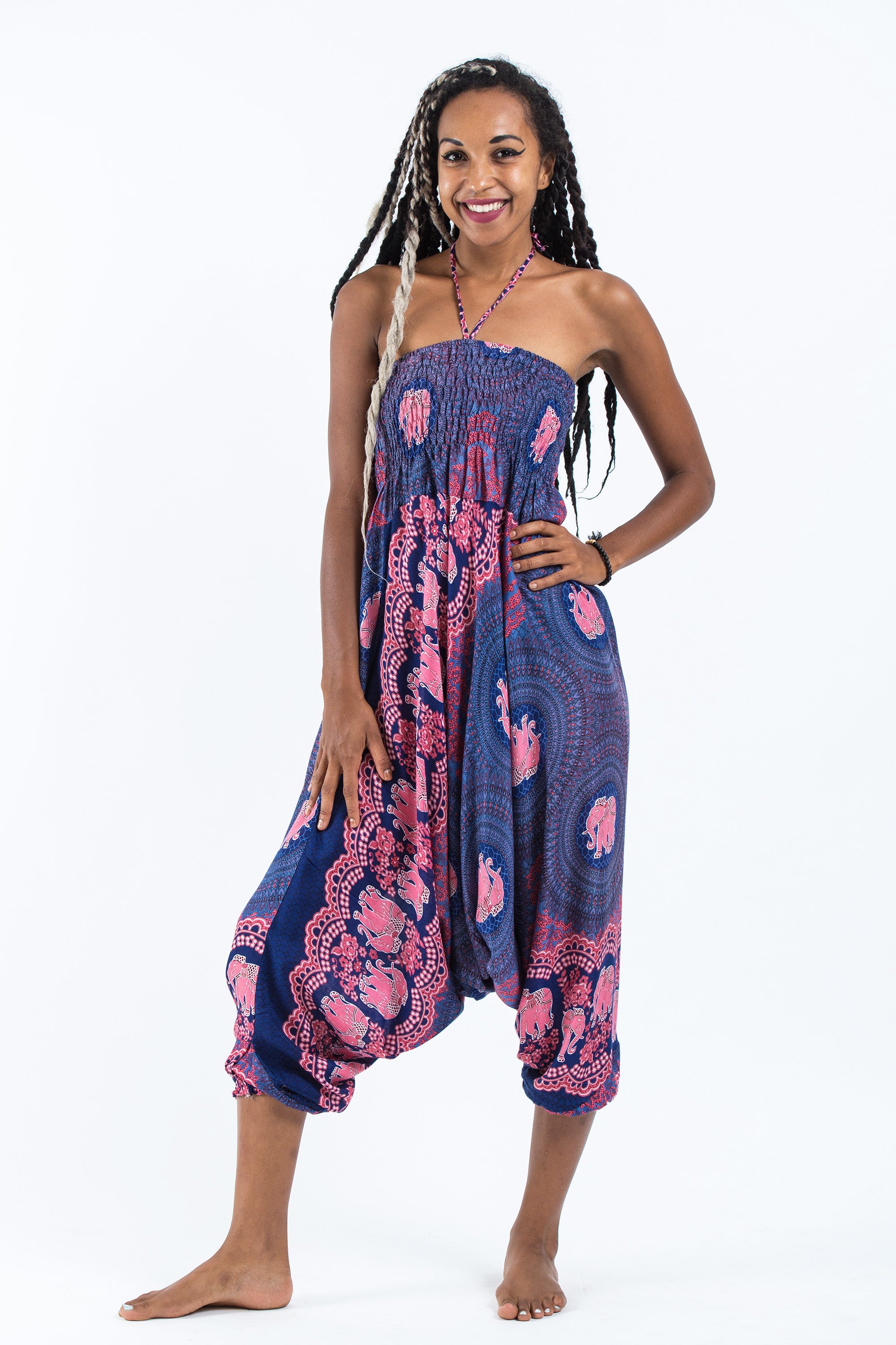 Mandala Elephant 2-in-1 Jumpsuit Elephant Pants in Blue