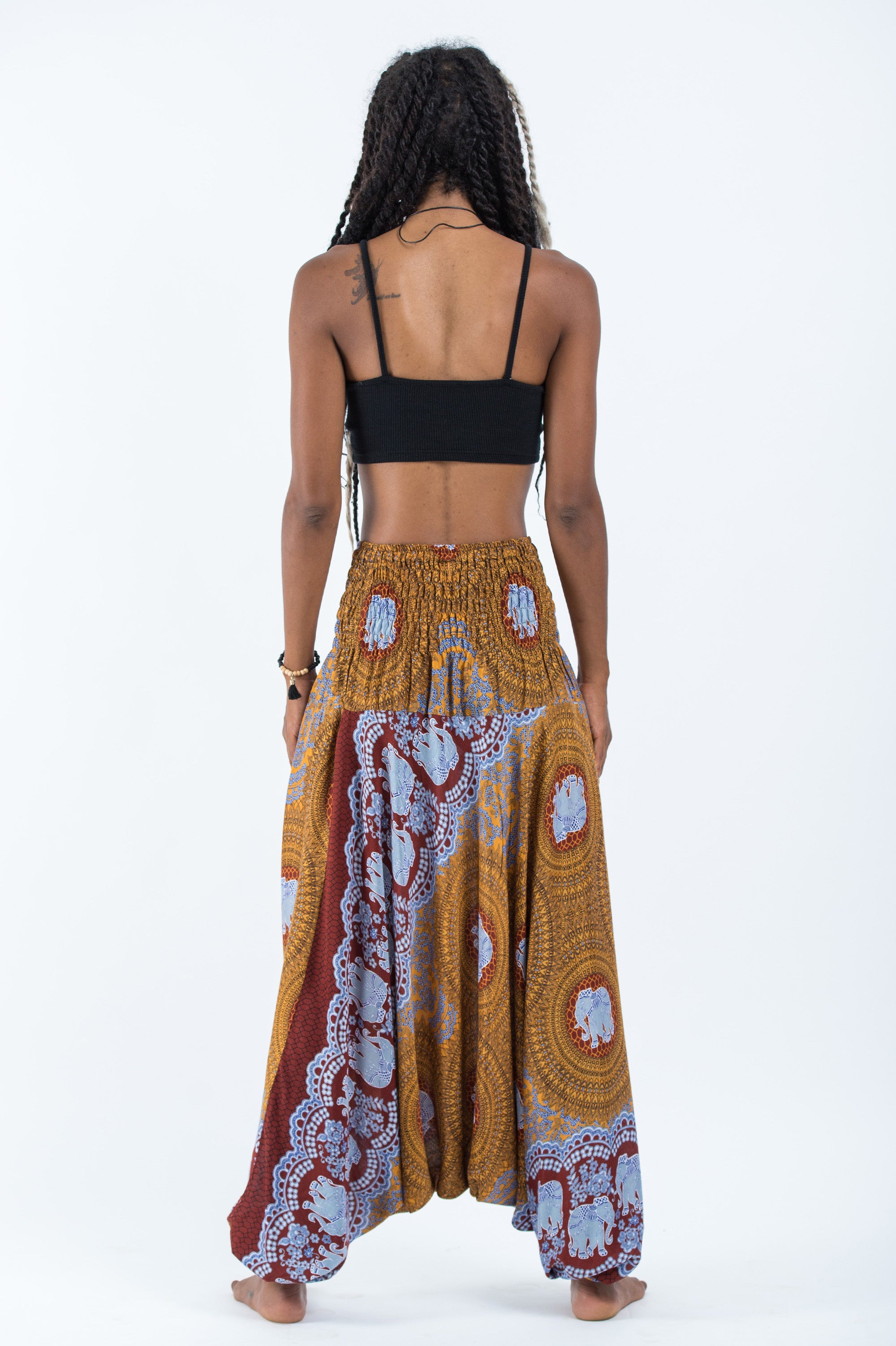 Mandala Elephant 2-in-1 Jumpsuit Elephant Pants in Bronze