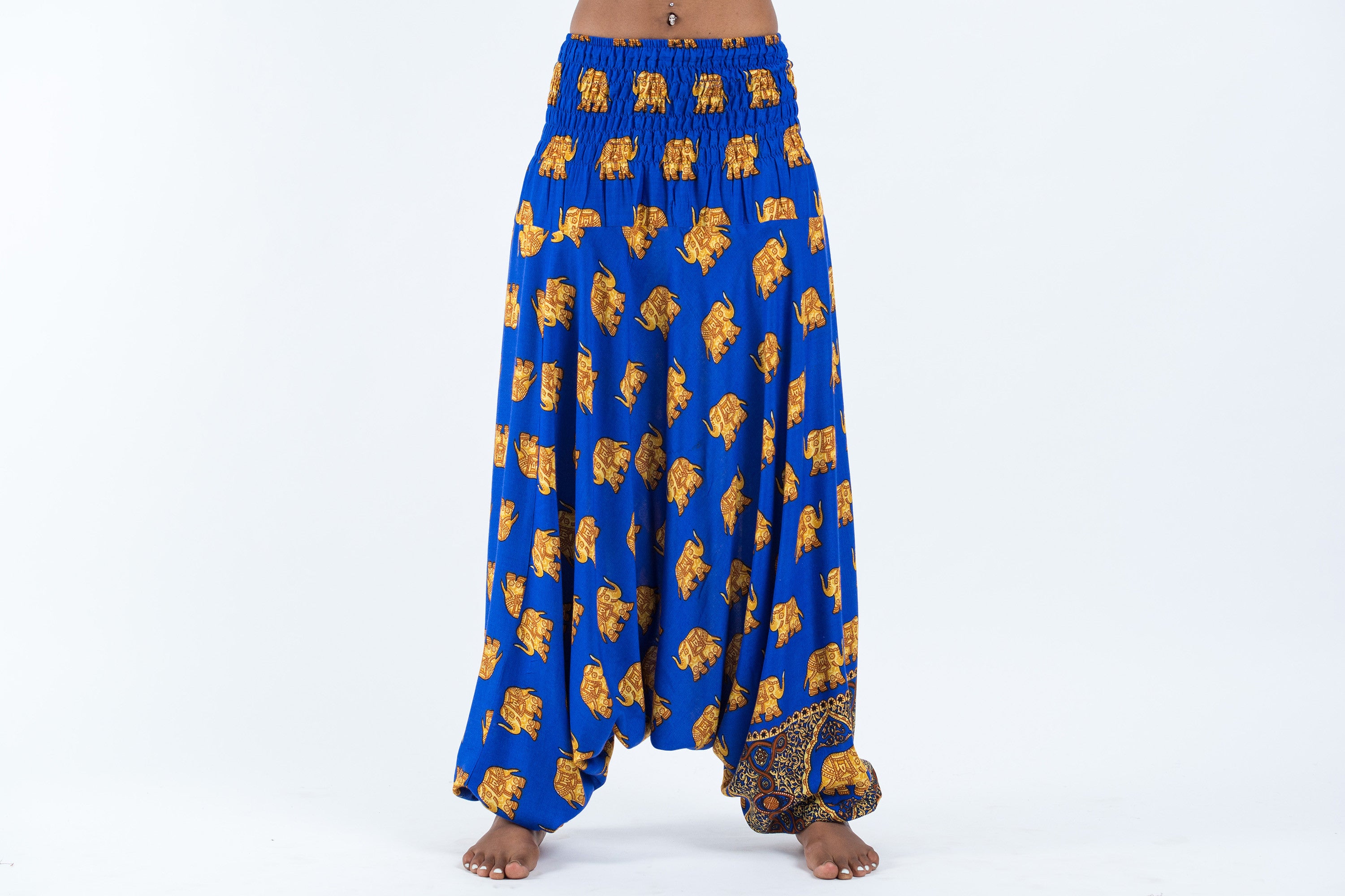 Golden Elephant 2-in-1 Jumpsuit Elephant Pants in Blue