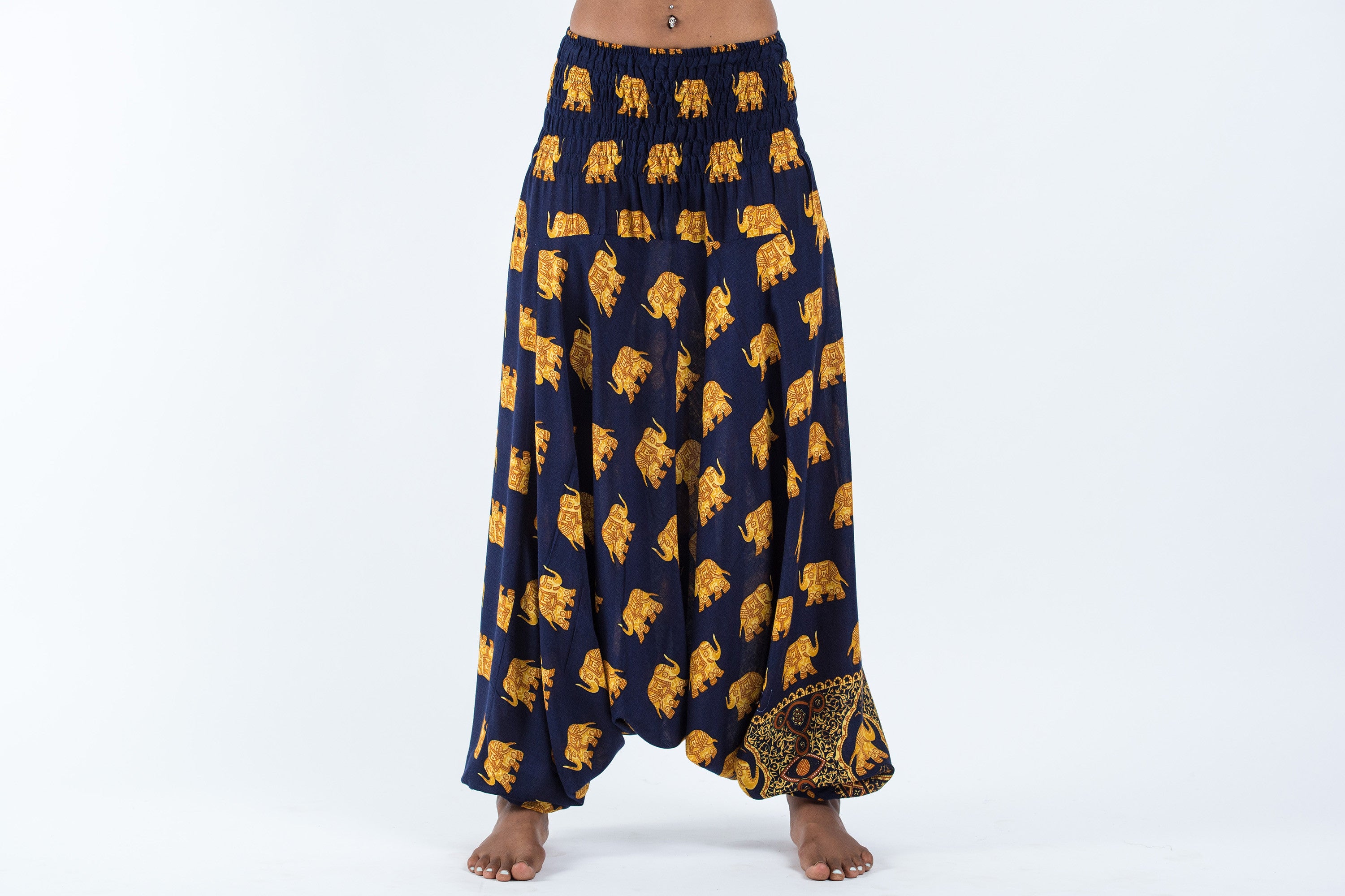 Golden Elephant 2-in-1 Jumpsuit Elephant Pants in Navy