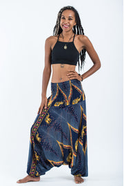 Peacock Elephant 2-in-1 Jumpsuit Elephant Pants in Blue