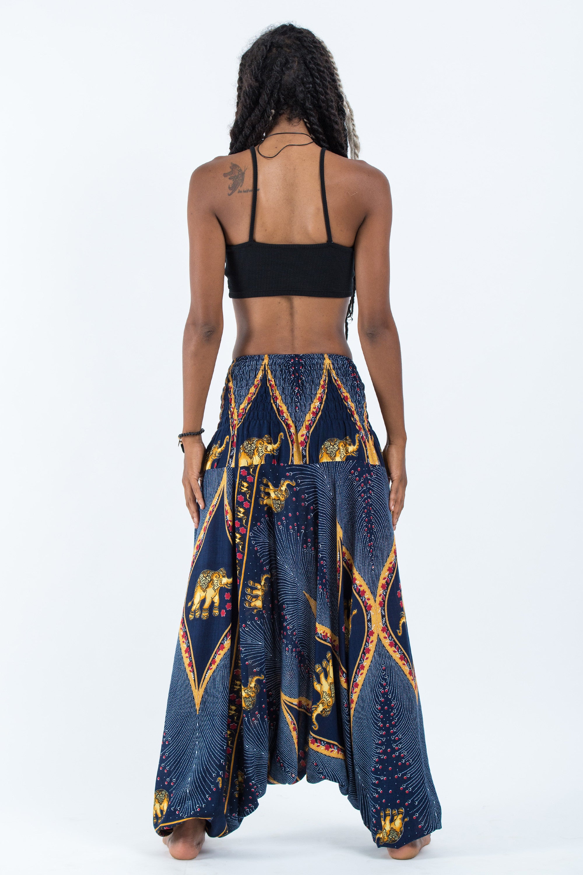 Peacock Elephant 2-in-1 Jumpsuit Elephant Pants in Blue