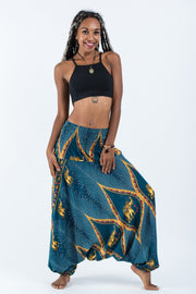 Peacock Elephant 2-in-1 Jumpsuit Elephant Pants in Turquoise