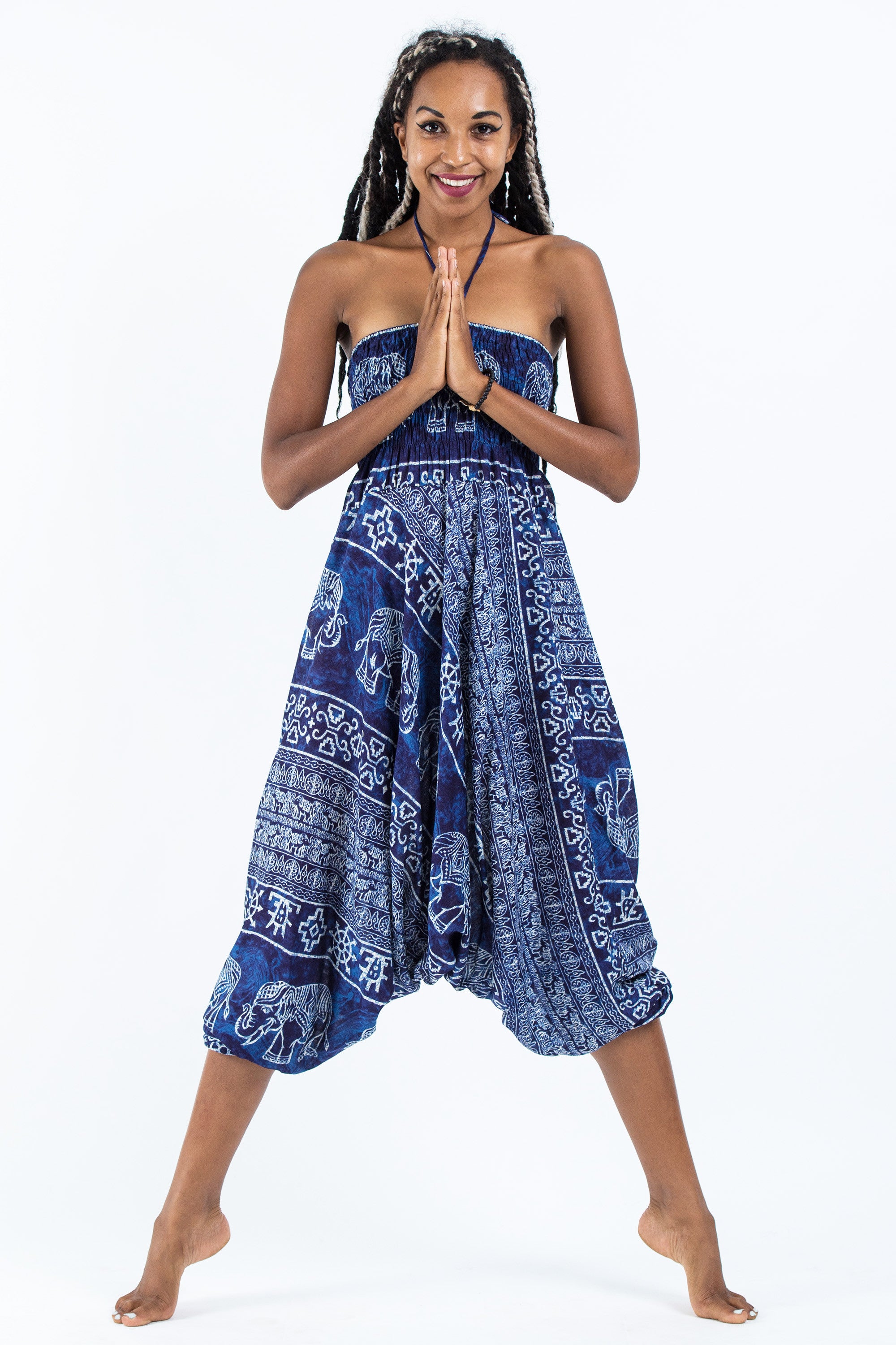 Marble Elephant 2-in-1 Jumpsuit Elephant Pants in Blue