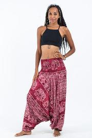 Marble Elephant 2-in-1 Jumpsuit Elephant Pants in Red