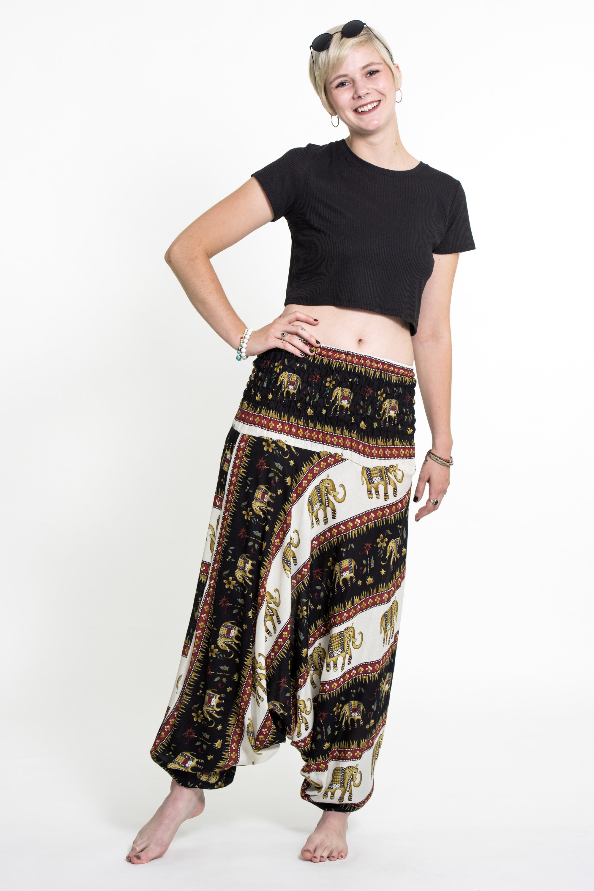 Elephant Bliss 2-in-1 Jumpsuit Elephant Pants in Black