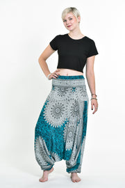 Marble Mandalas 2-in-1 Jumpsuit Harem Pants in Turquoise