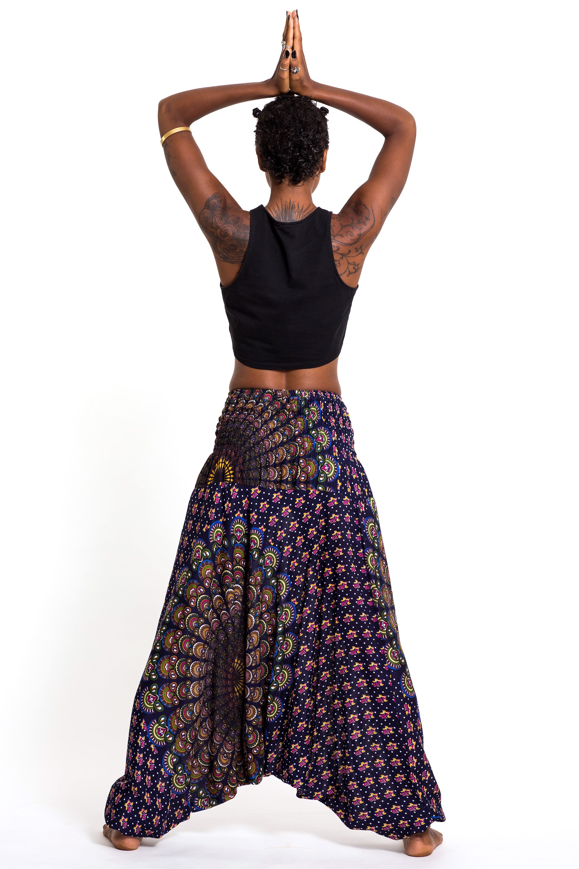 Peacock Mandalas 2-in-1 Jumpsuit Harem Pants in Blue