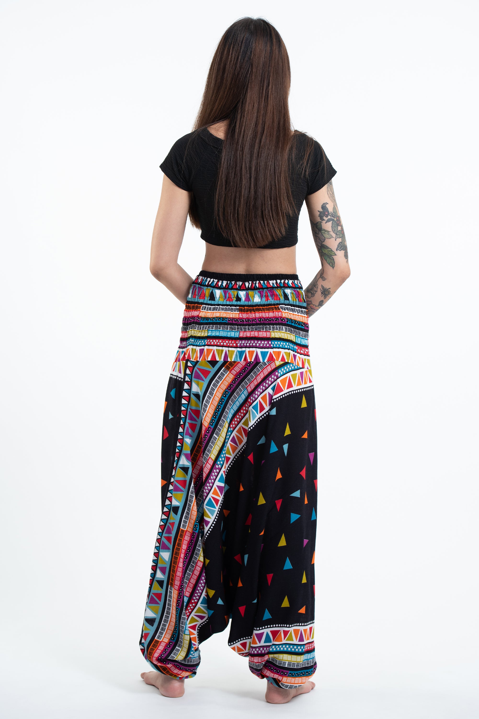 Triangles 2-in-1 Jumpsuit Harem Pants in Black