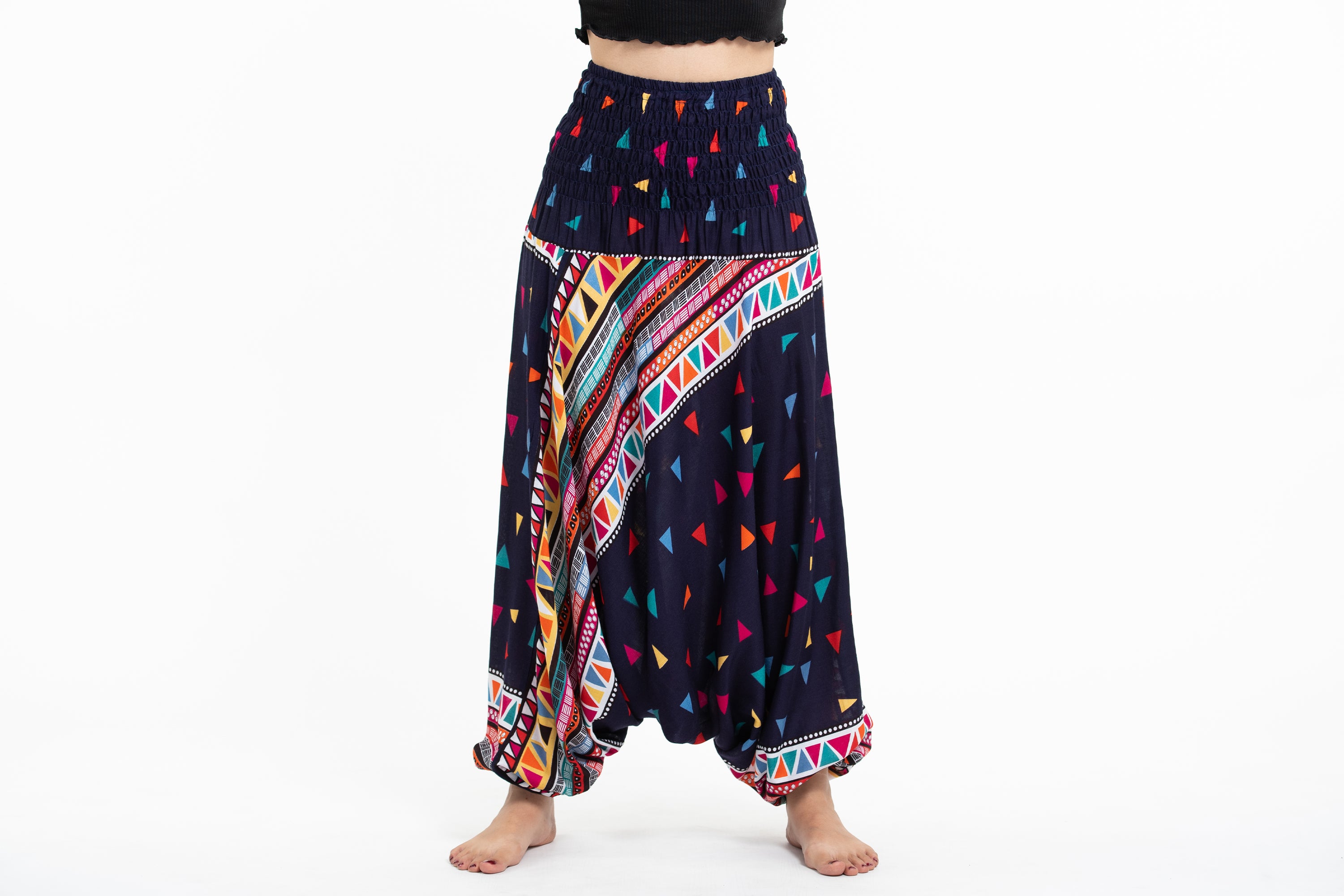 Triangles 2-in-1 Jumpsuit Harem Pants in Navy