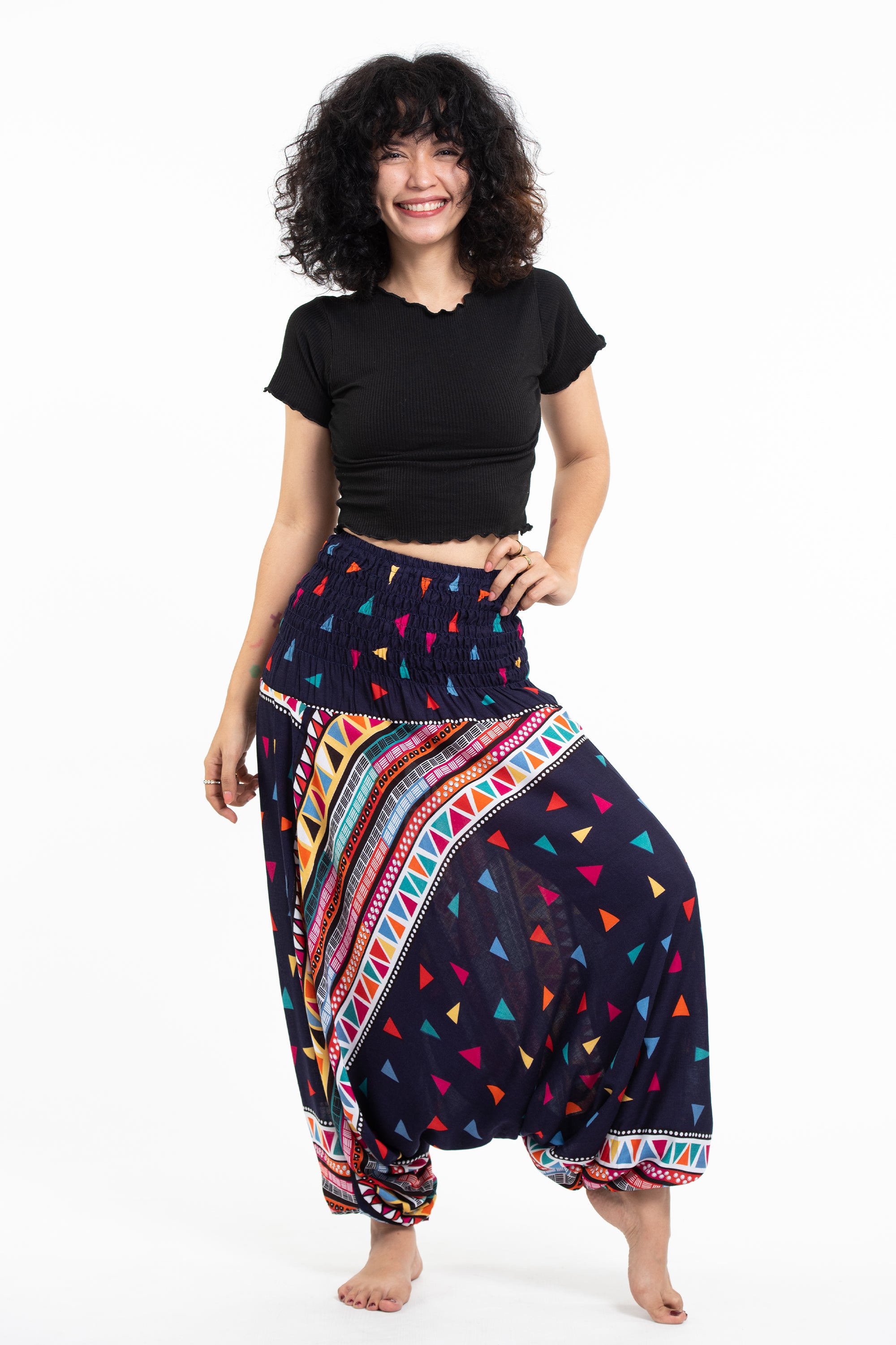 Triangles 2-in-1 Jumpsuit Harem Pants in Navy