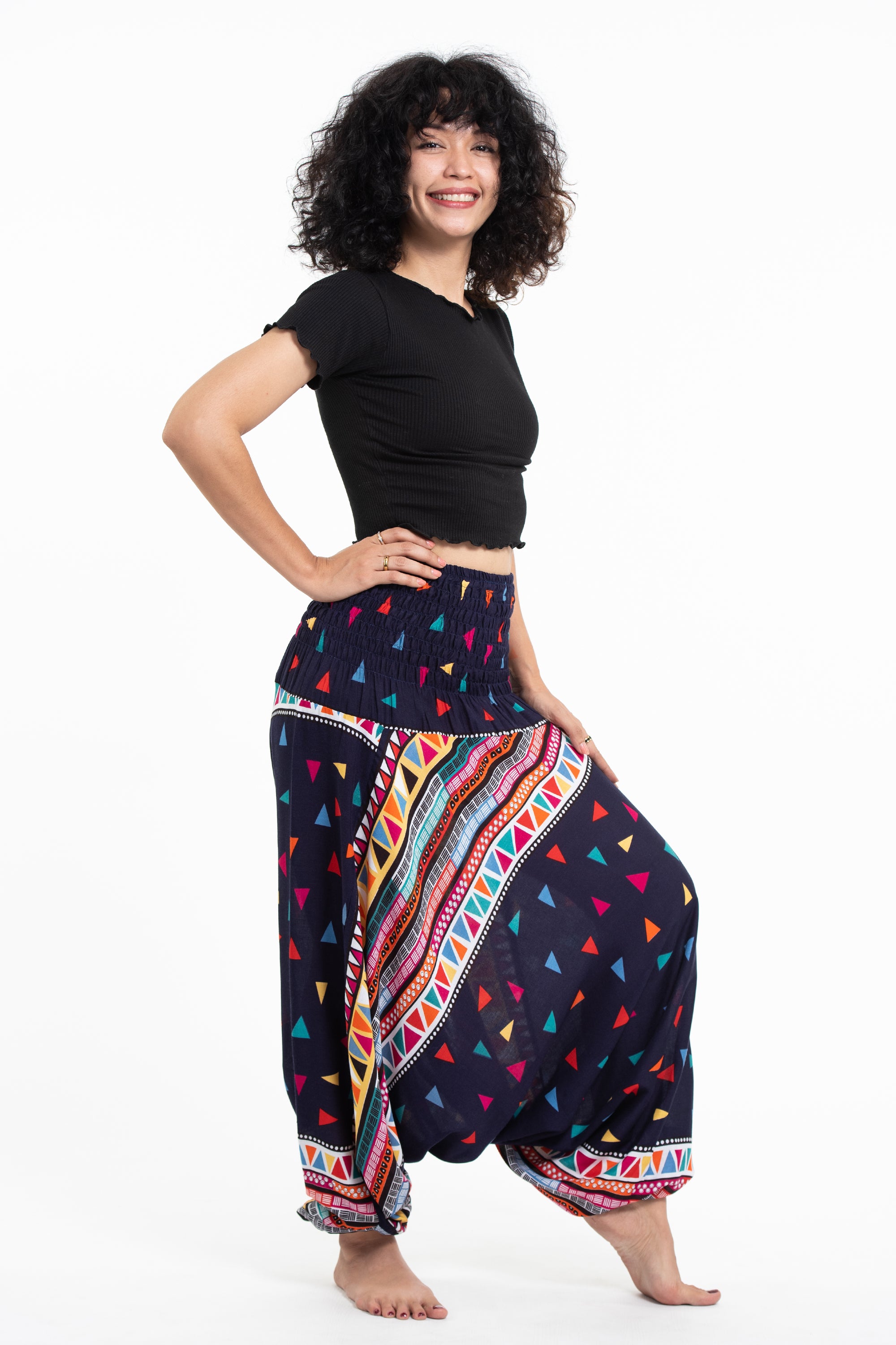 Triangles 2-in-1 Jumpsuit Harem Pants in Navy