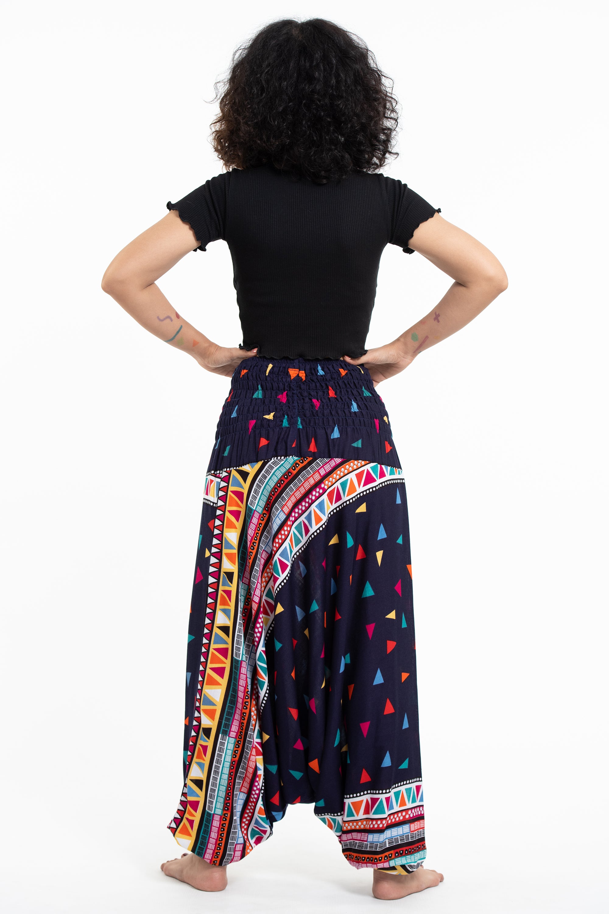 Triangles 2-in-1 Jumpsuit Harem Pants in Navy
