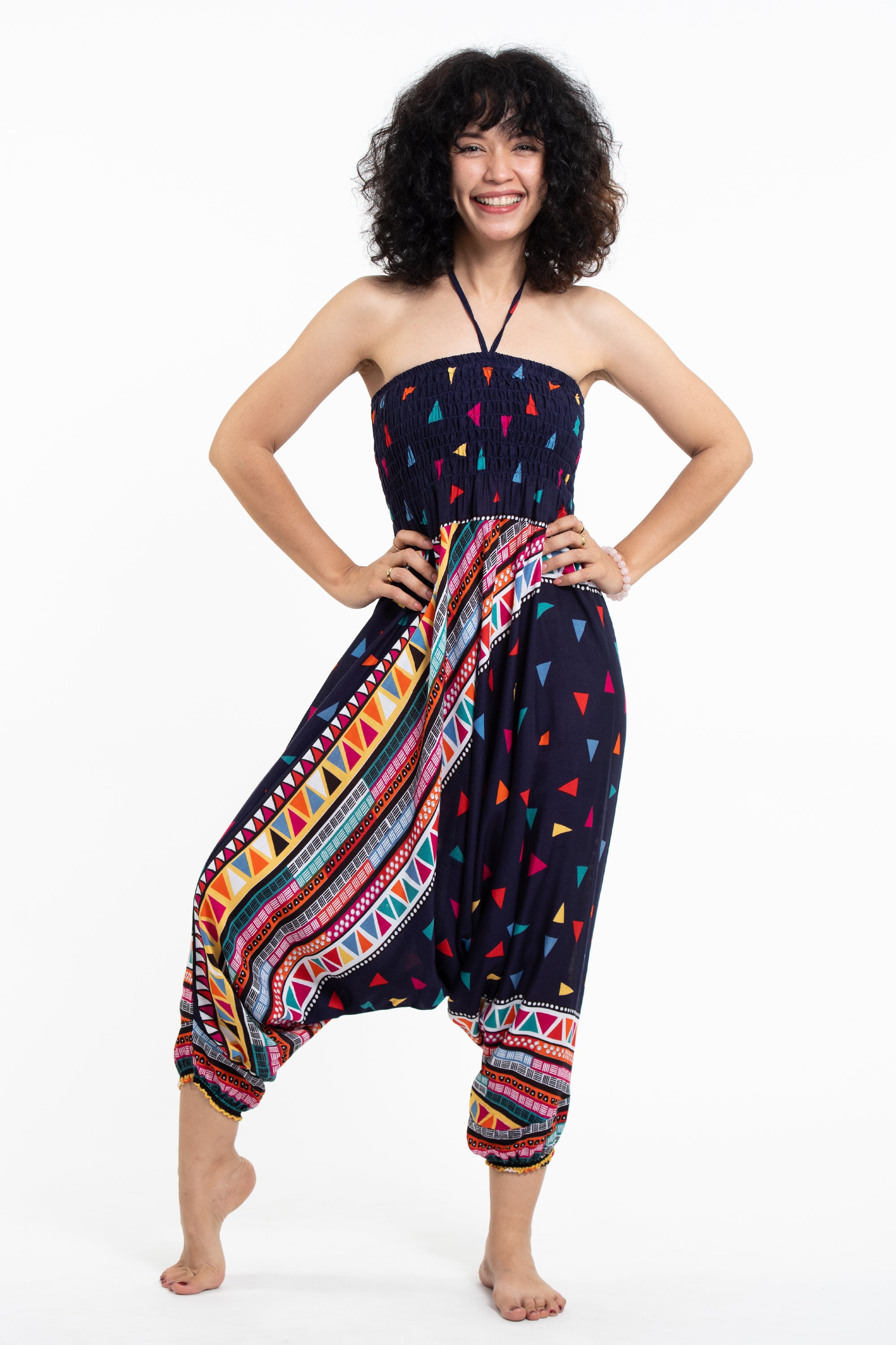 Triangles 2-in-1 Jumpsuit Harem Pants in Navy