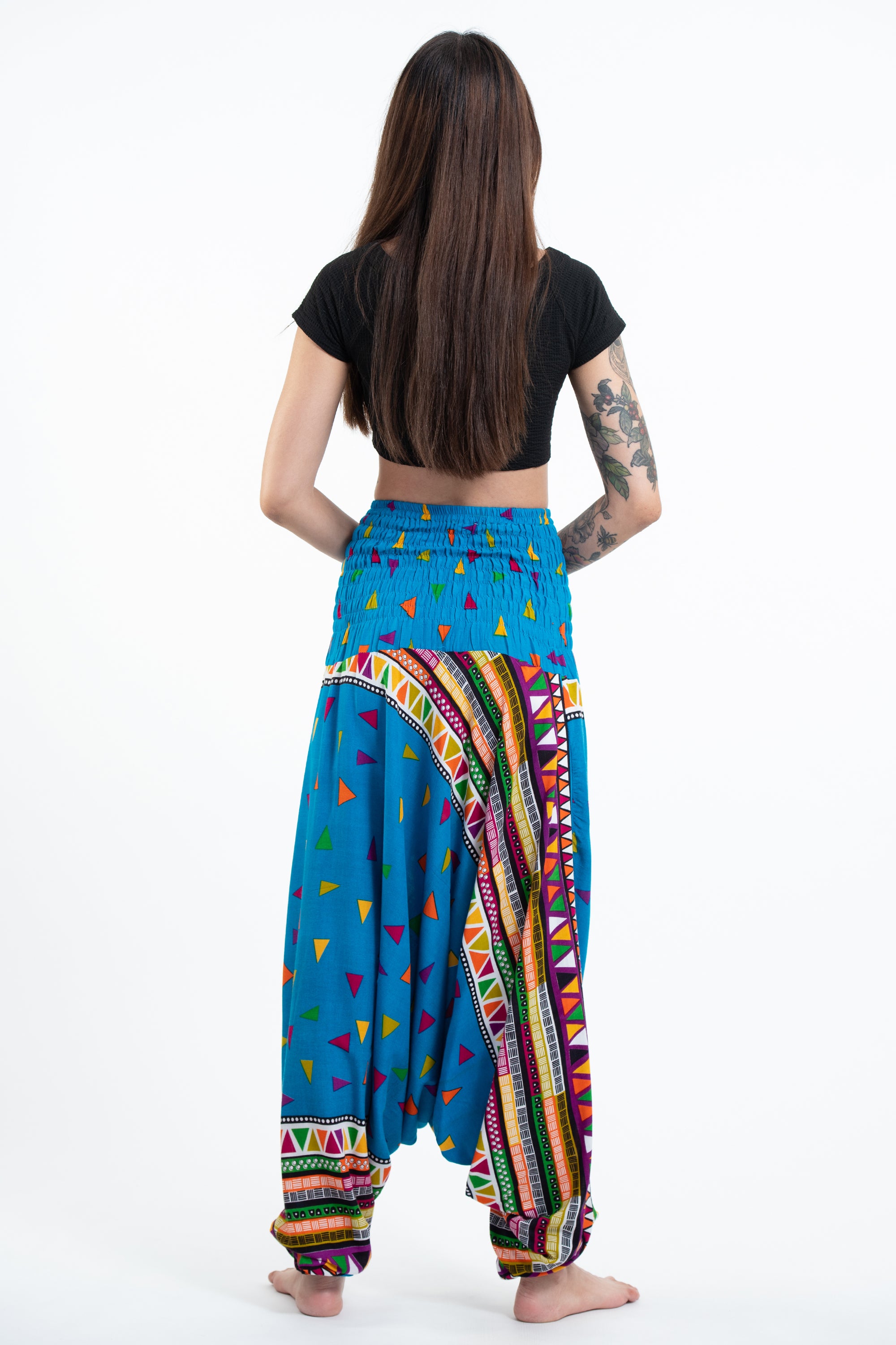 Triangles 2-in-1 Jumpsuit Harem Pants in Ocean Blue