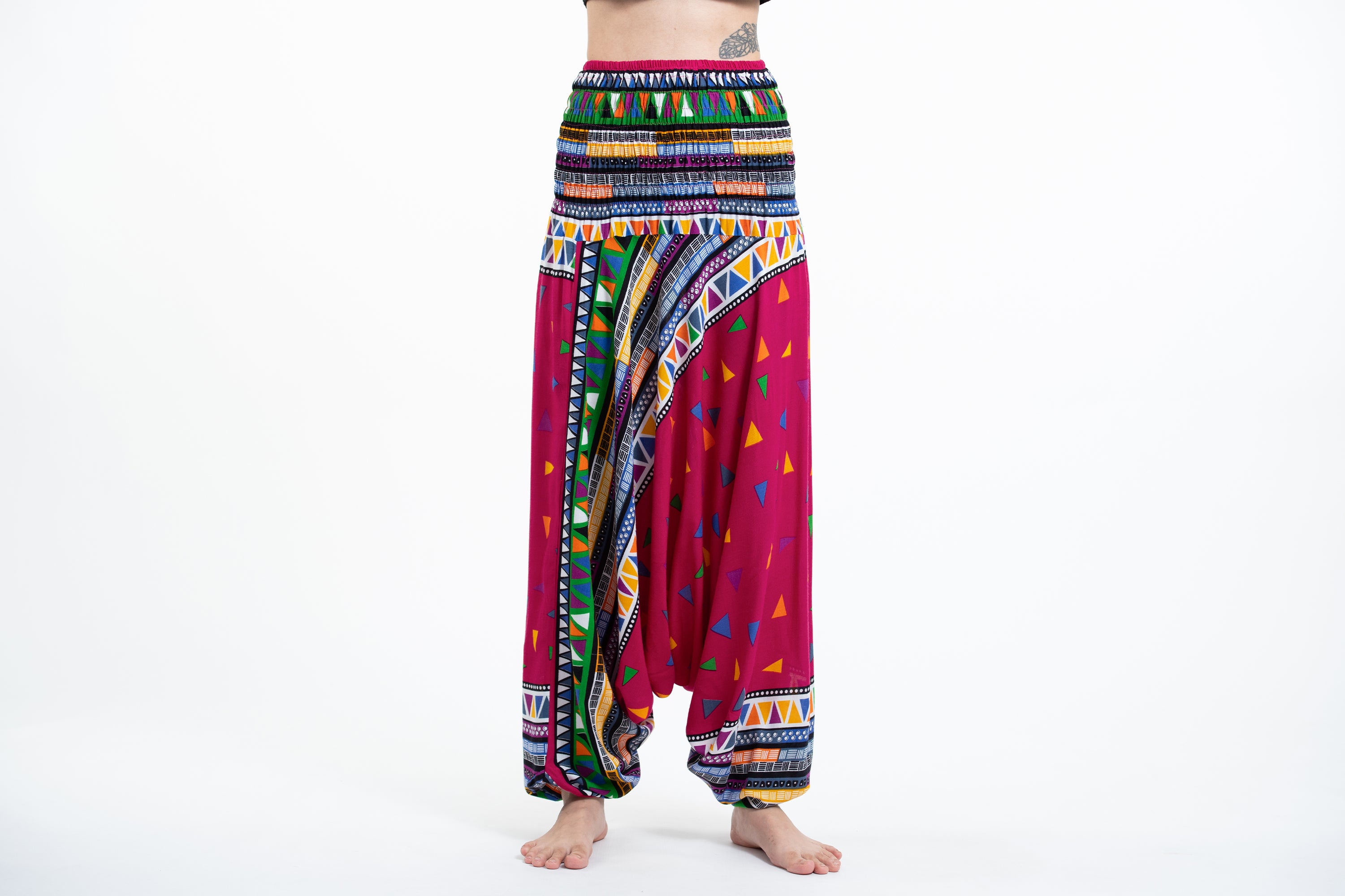 Triangles 2-in-1 Jumpsuit Harem Pants in Pink