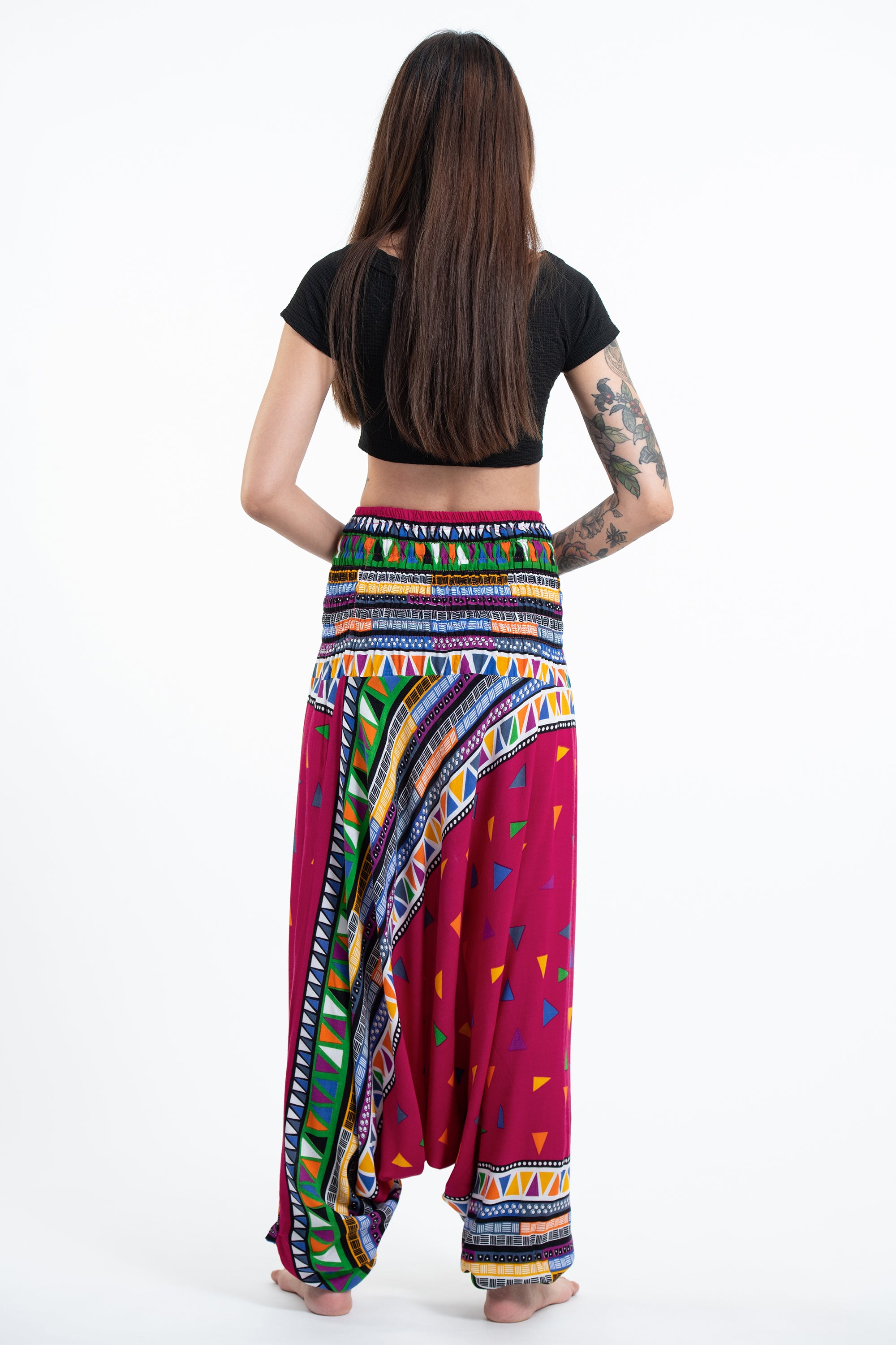 Triangles 2-in-1 Jumpsuit Harem Pants in Pink