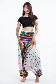 Triangles 2-in-1 Jumpsuit Harem Pants in White