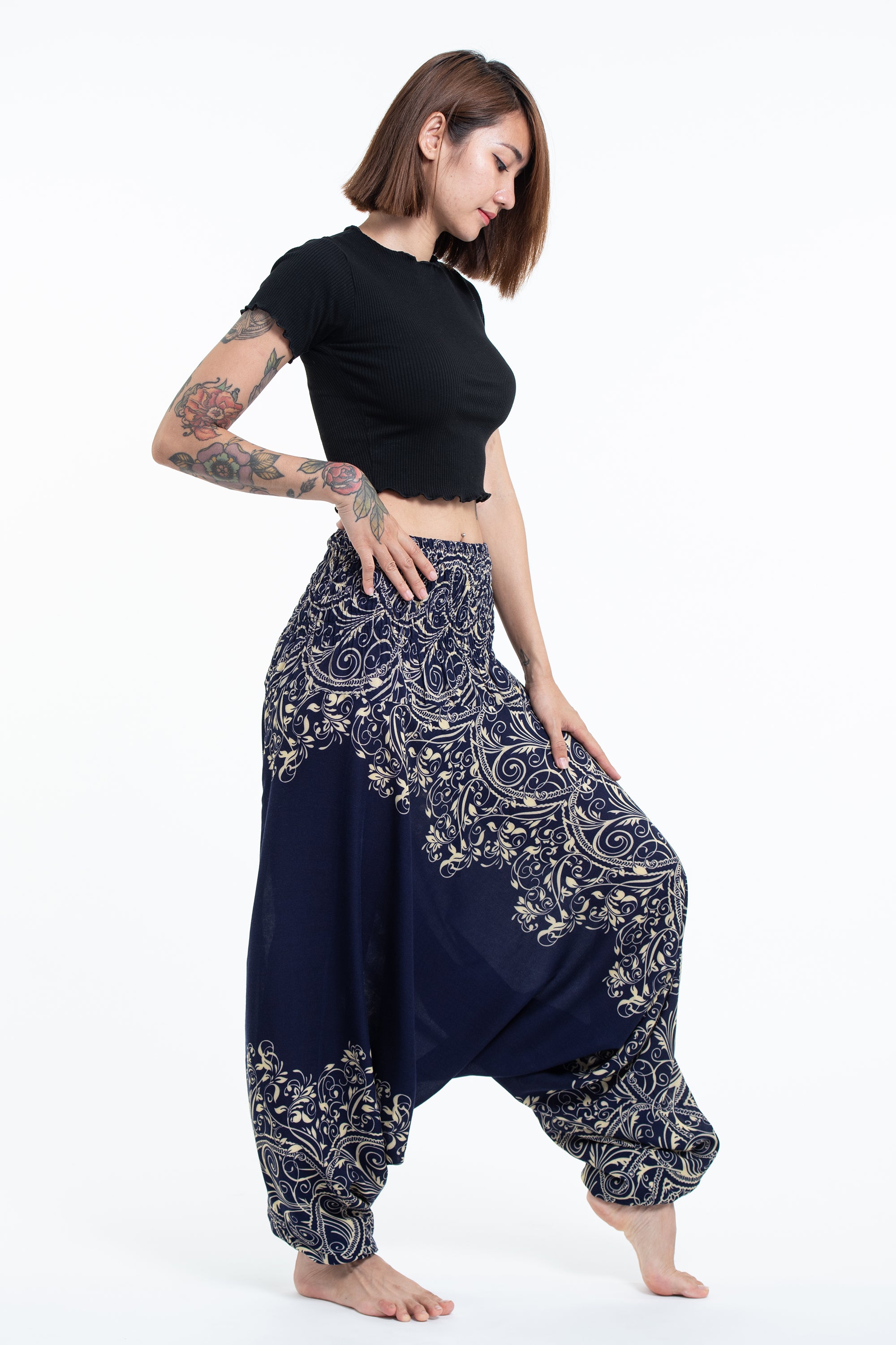 Vines 2-in-1 Jumpsuit Harem Pants in Blue