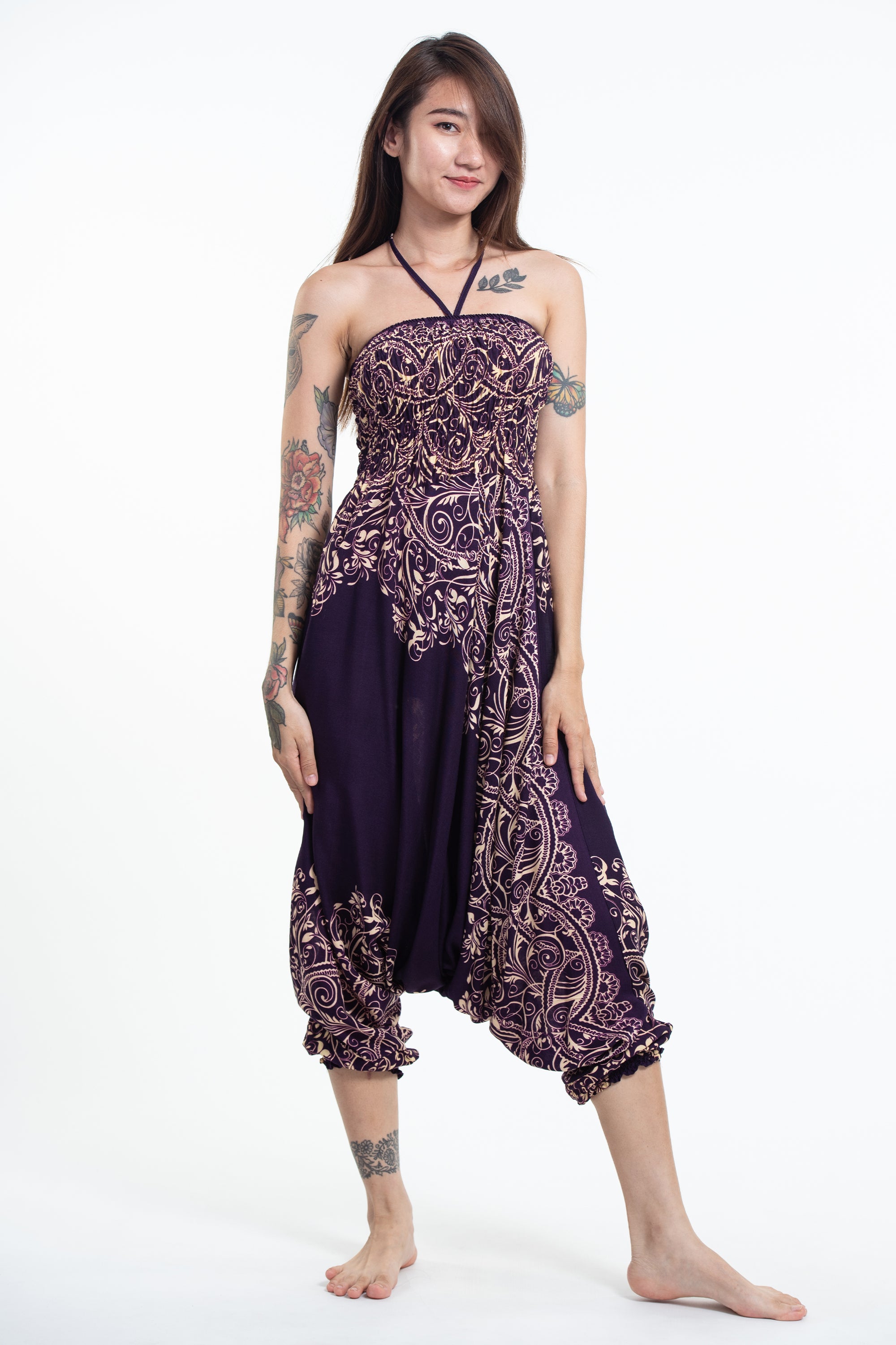 Vines 2-in-1 Jumpsuit Harem Pants in Purple