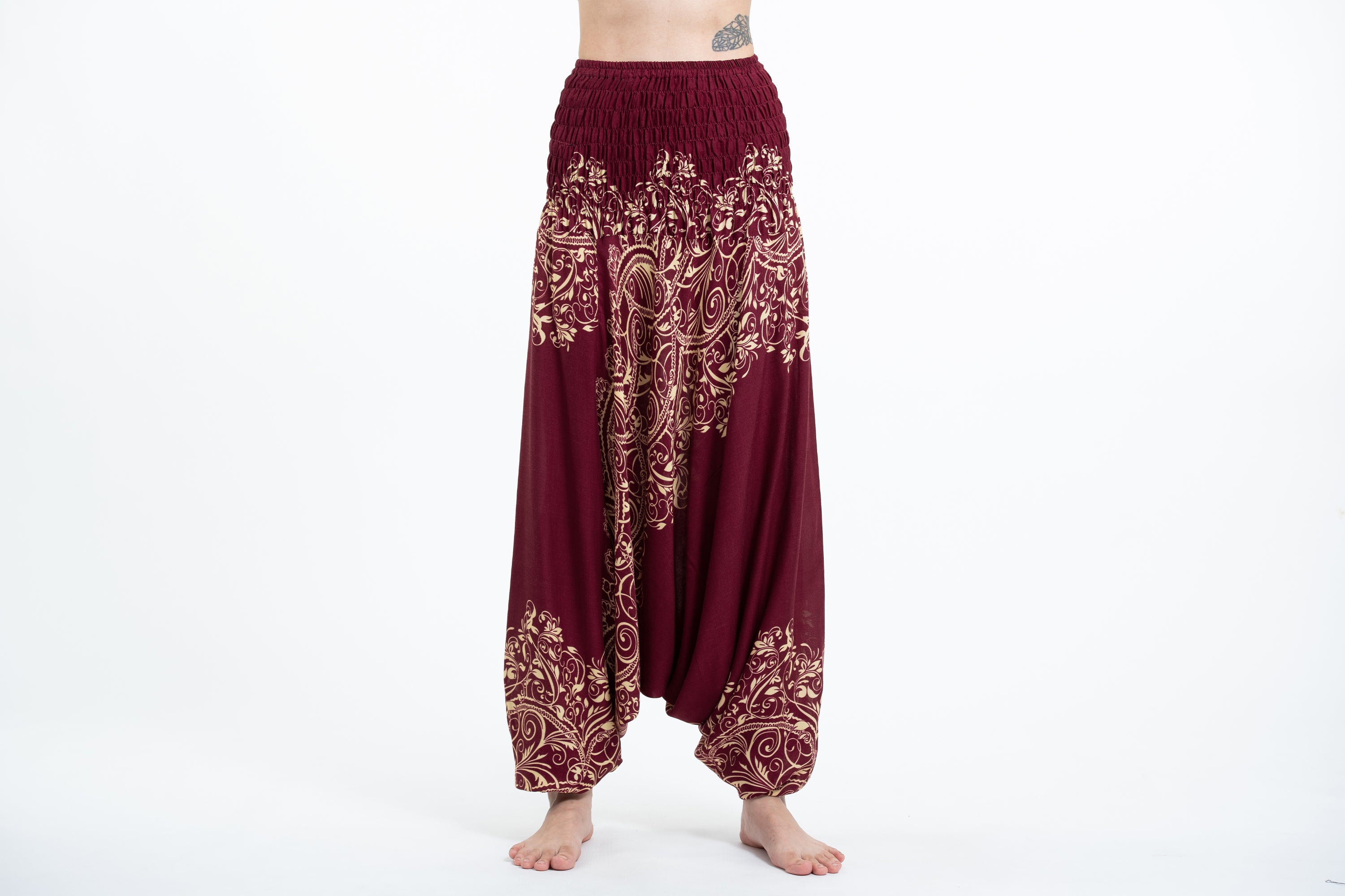 Vines 2-in-1 Jumpsuit Harem Pants in Red