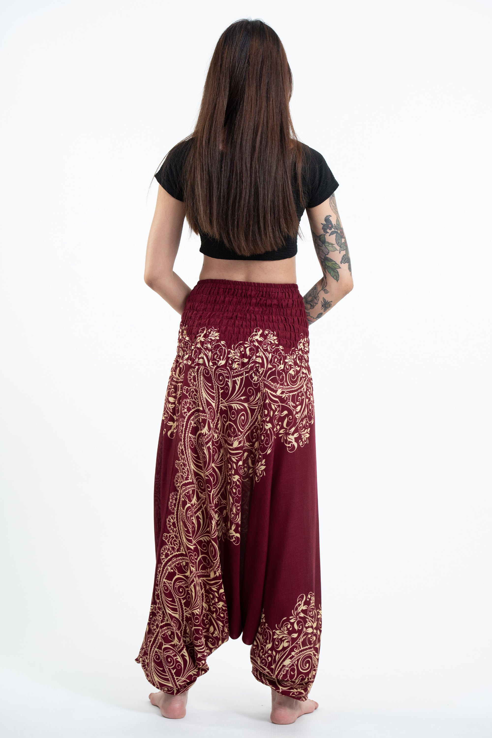 Vines 2-in-1 Jumpsuit Harem Pants in Red