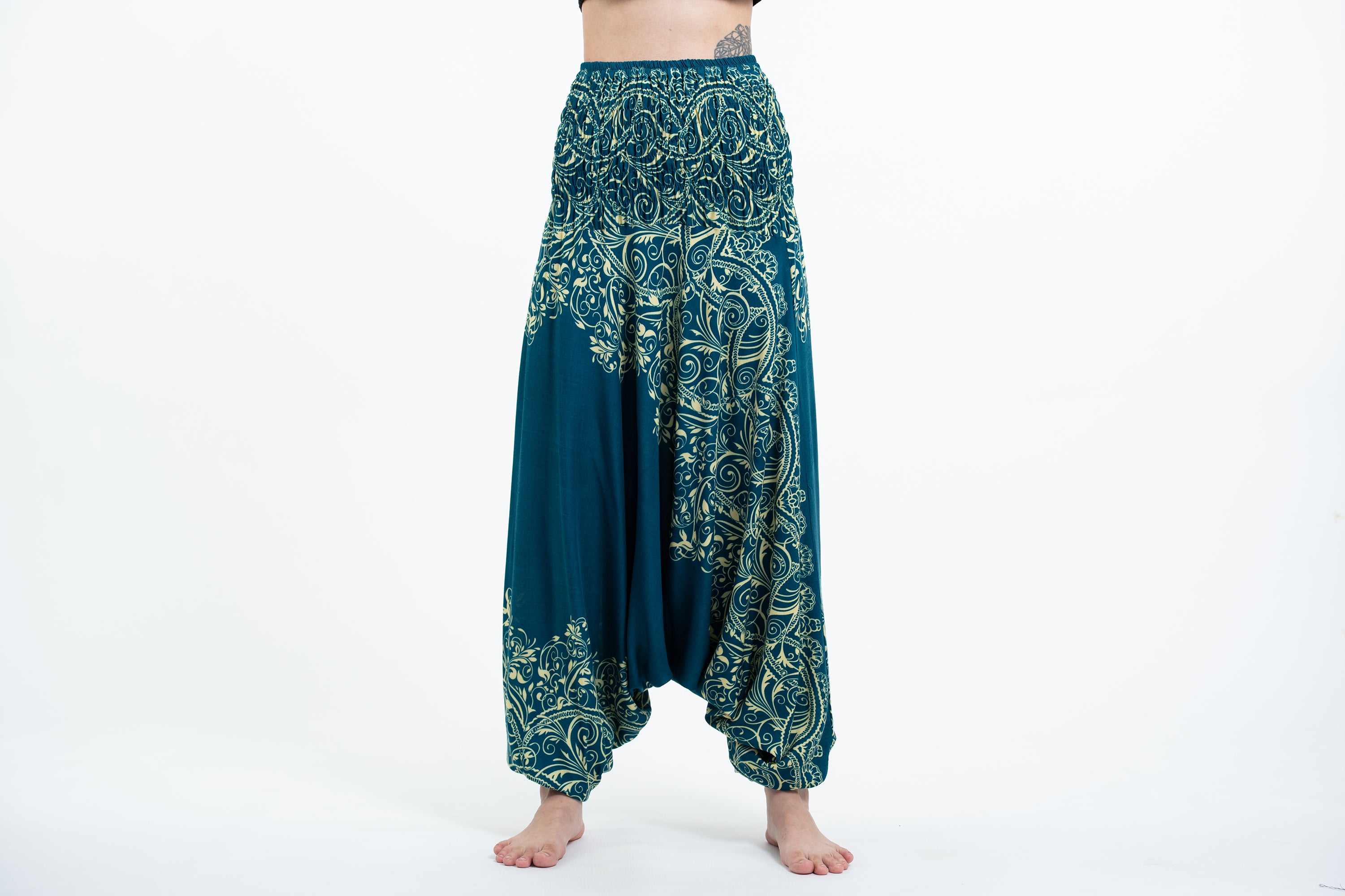 Vines 2-in-1 Jumpsuit Harem Pants in Turquoise